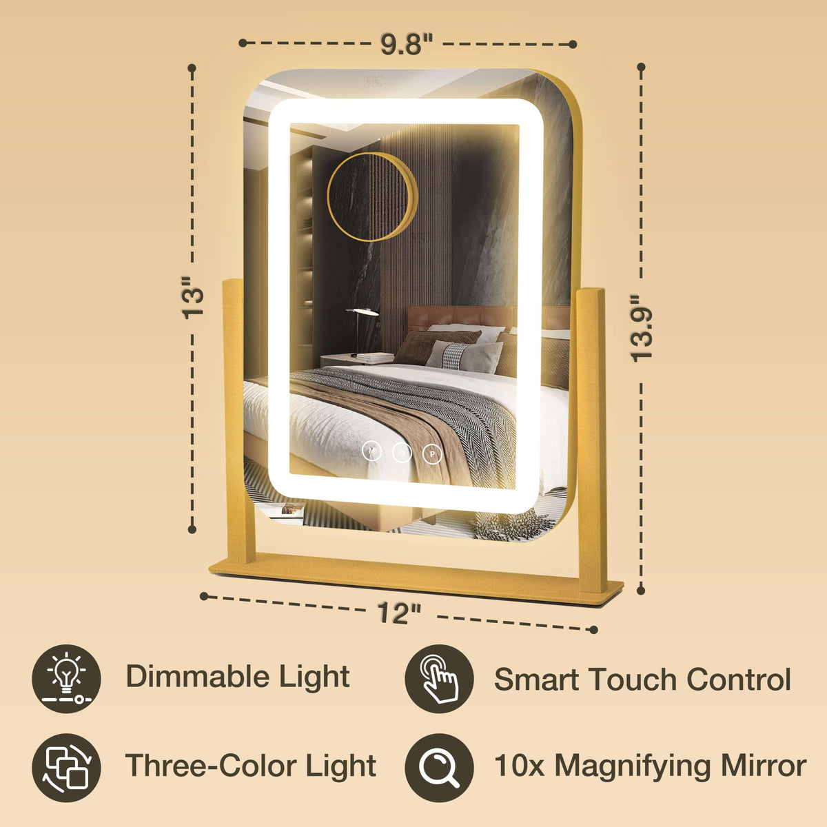 12 13 9 Vanity Mirror with Lights LED Makeup Mirror - Shinerva Official Imagery - 3