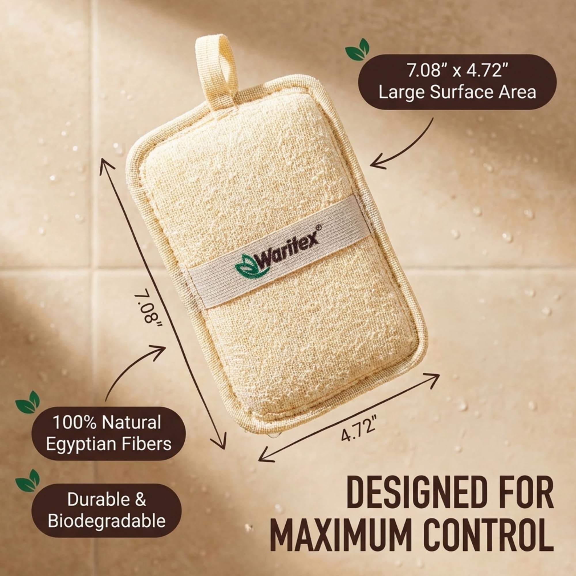 Waritex Organic Egyptian Loofah Rectangular Exfoliating Body Scrub - WARITEX Official Product View 3
