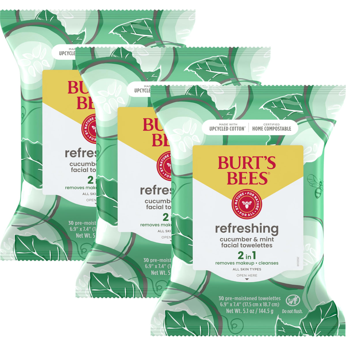 Burt s Bees Cucumber and Mint Face Wipes Refreshing Makeup - Burt's Bees Official Imagery - 2