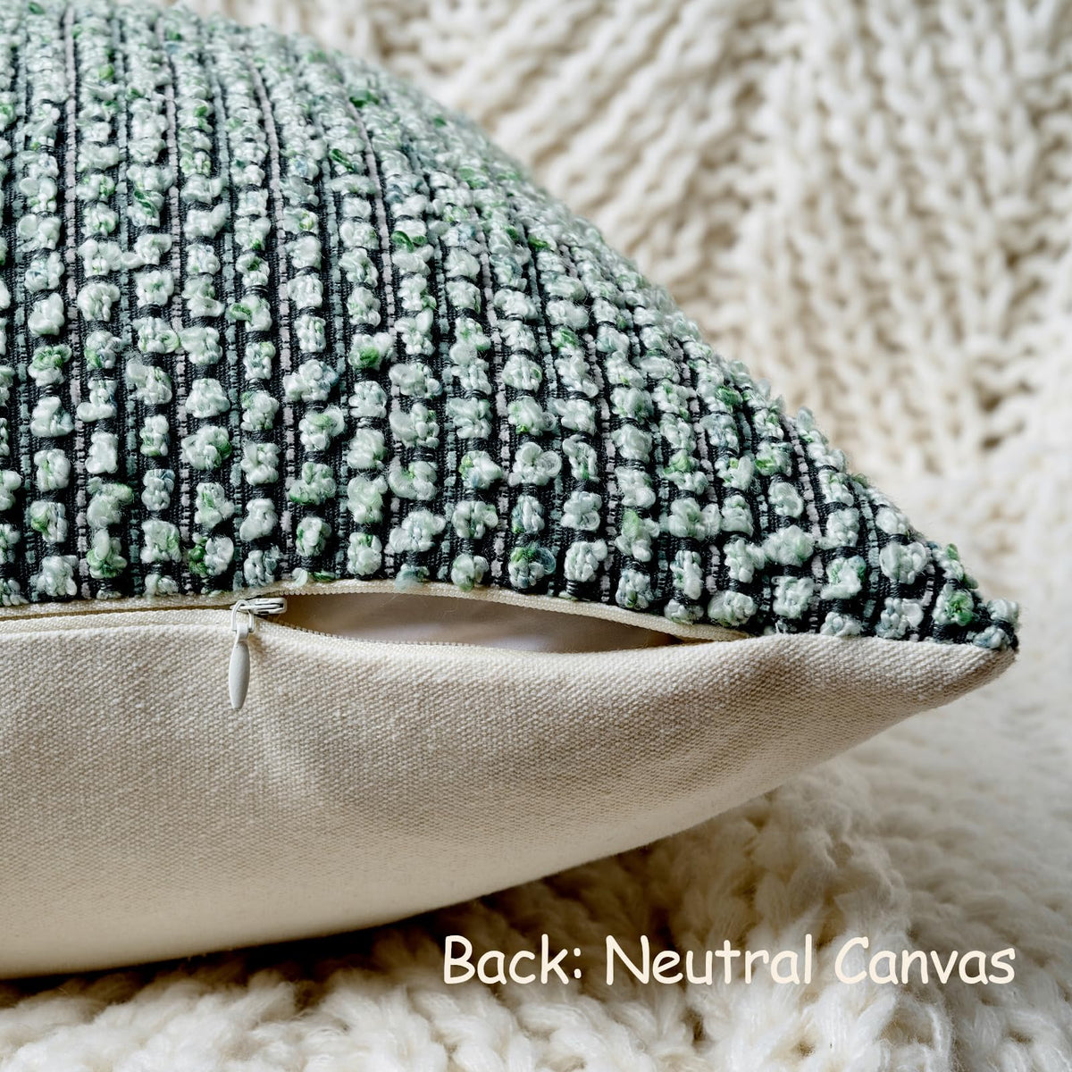 Striped Throw Pillow Covers 18x18 Set of 2 Green Textured - DEZENE Official Imagery - 5