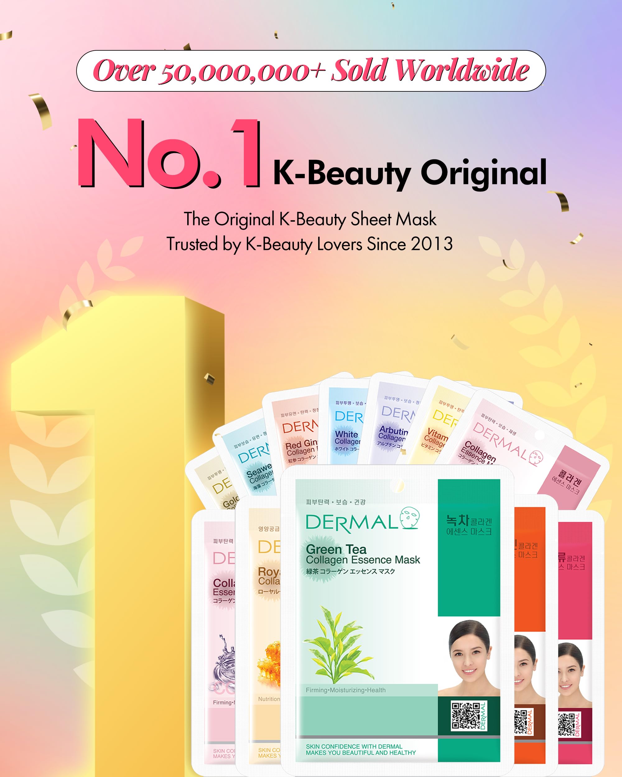 DERMAL 39 Korean Essence Sheet Mask Variety Pack, 39 Formulas, - DERMAL