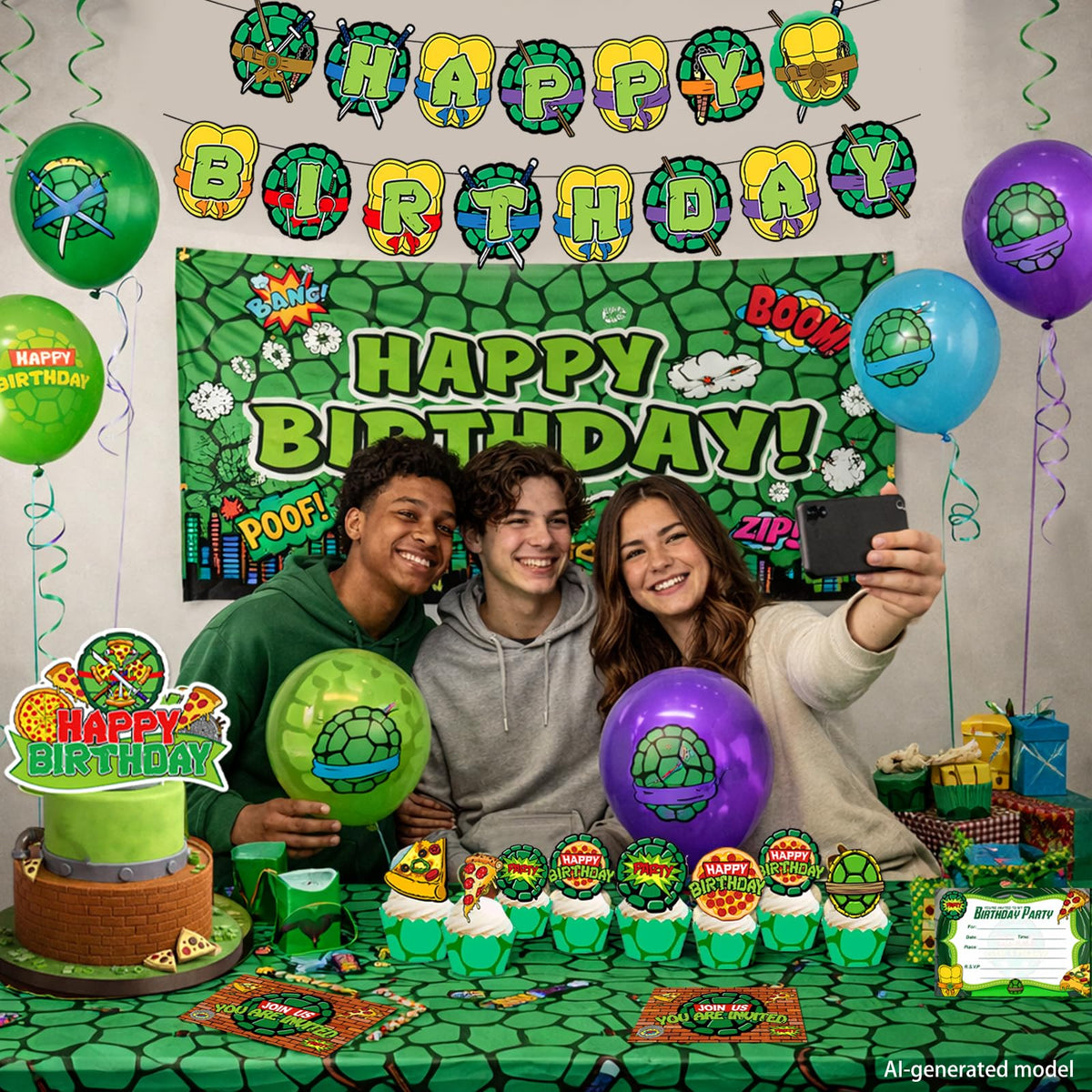 Turtle Theme Birthday Party Decorations Set - Premium Selection Official Imagery - 3