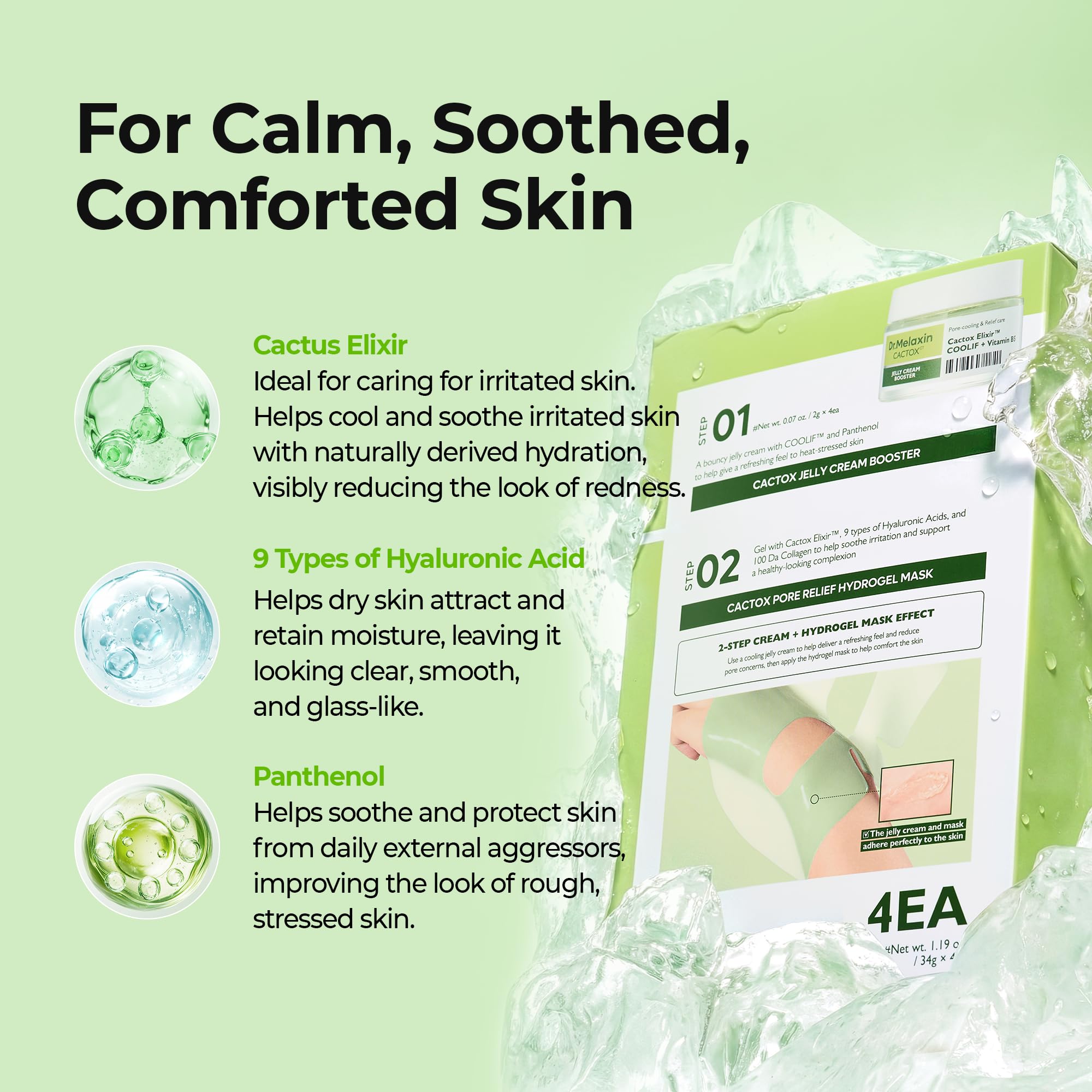 Dr Melaxin CACTOX DE PUFFING PORE TOX GEL MASK 4EA with - Dr.Melaxin Official Product Imagery - 4