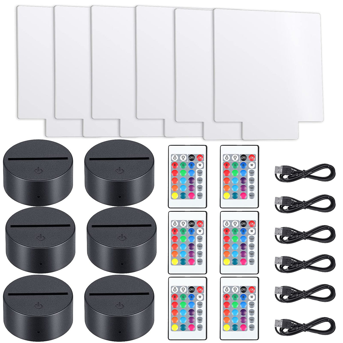 Honoson 6 Sets Acrylic LED Light Kit Lamp Base Remote Square - Honoson Official Imagery - 1