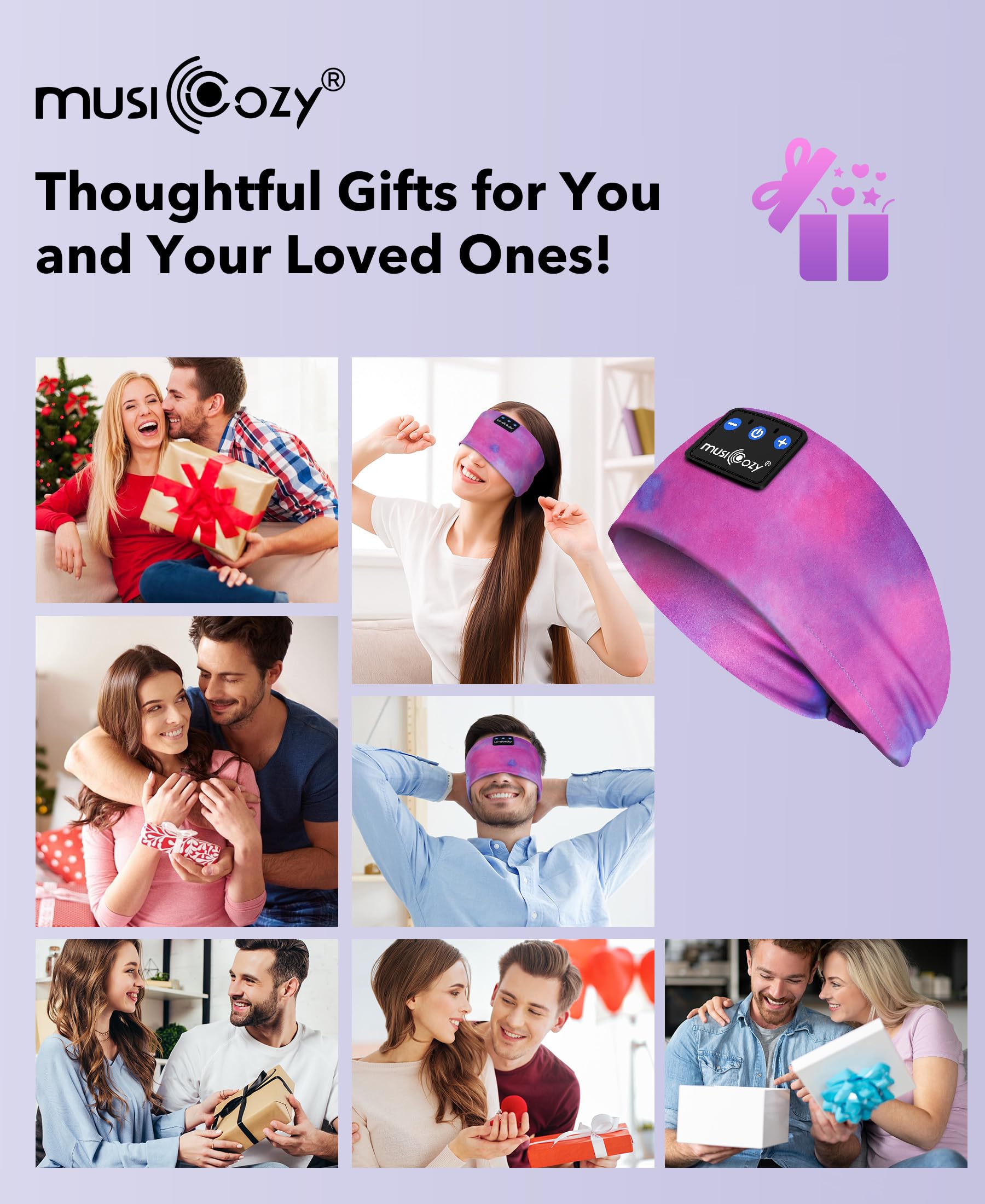 MUSICOZY Sleep Headphones Tie-Dye Bluetooth Headband Headphone fo - MUSICOZY Official Product View 7