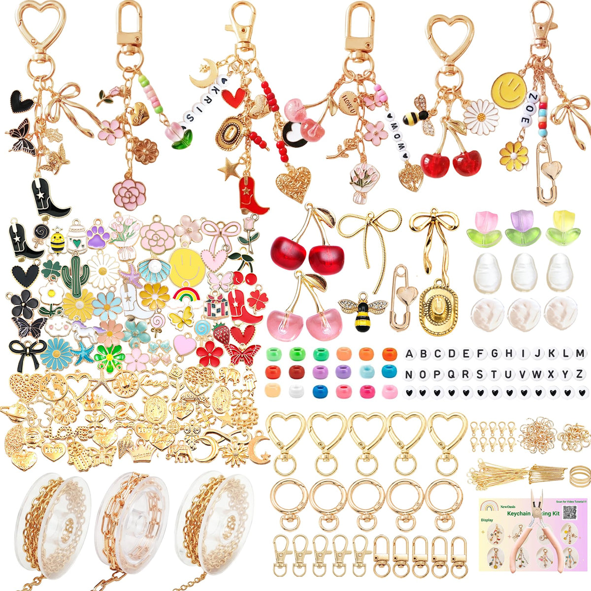 NewOasis 545Pcs Keychain Making Kit Jewelry Making Supplies - NewOasis Official Imagery - 8