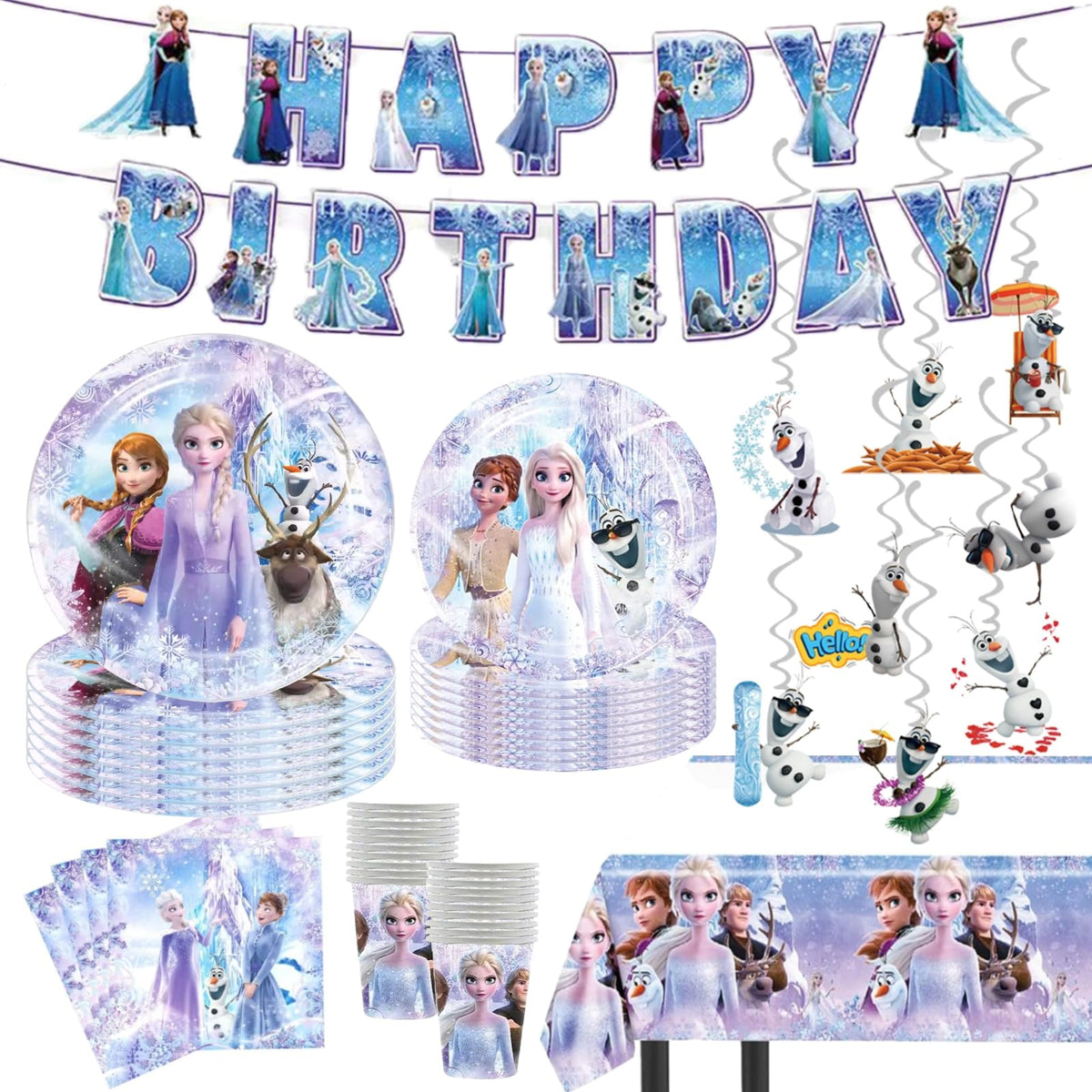 90 Psc Frozen Birthday Party Supplies Set Pink Theme with - JYHFY Official Imagery - 1