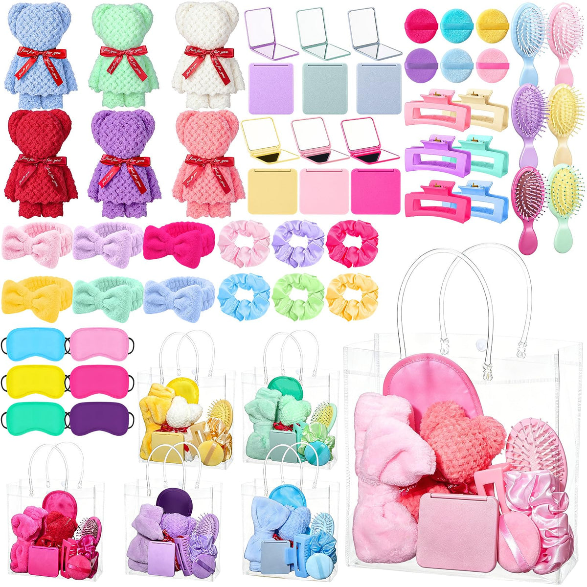 54 Pcs Spa Sleepover Party Supplies Include Bow Headband Eye - Suncalla Official Imagery - 1