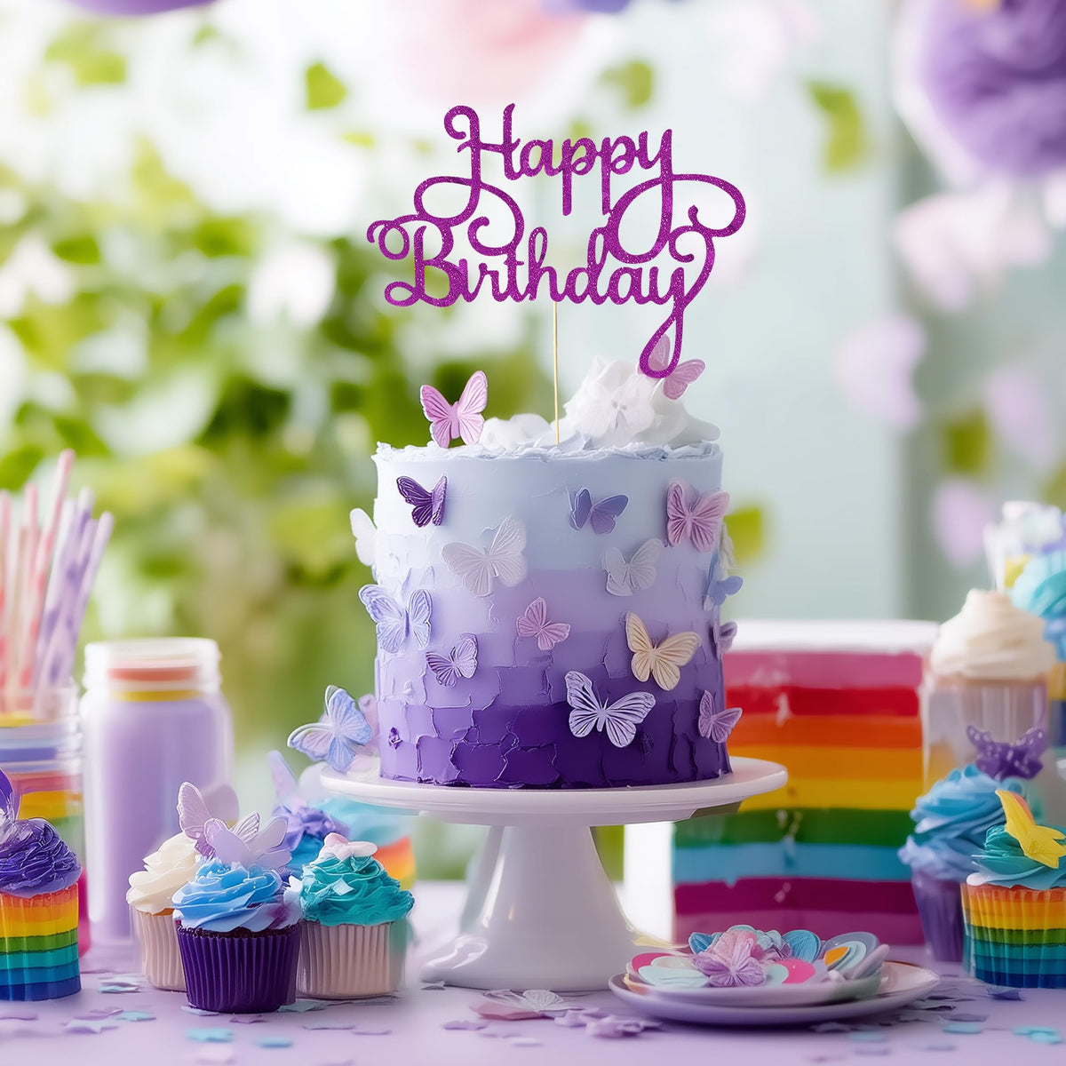 199 Pcs Purple Birthday Party Decorations For Women Happy - Party Spot! Official Imagery - 3