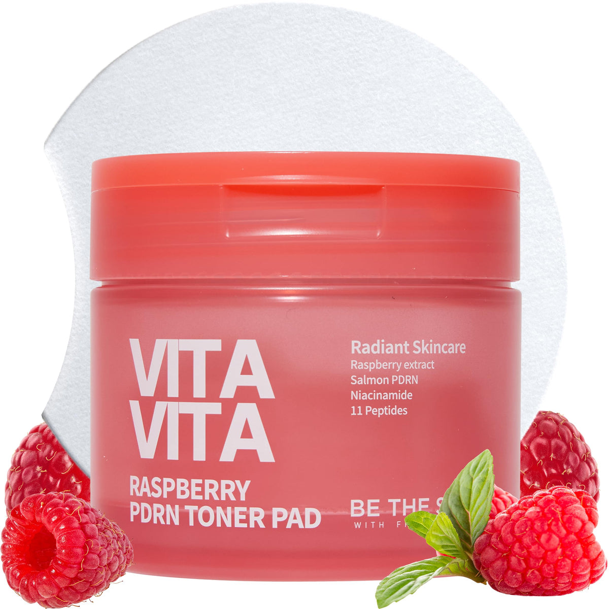 BE THE SKIN Vitavita Raspberry PDRN Toner Pad 2 Niacinamide - BE THE SKIN Official Imagery - 2