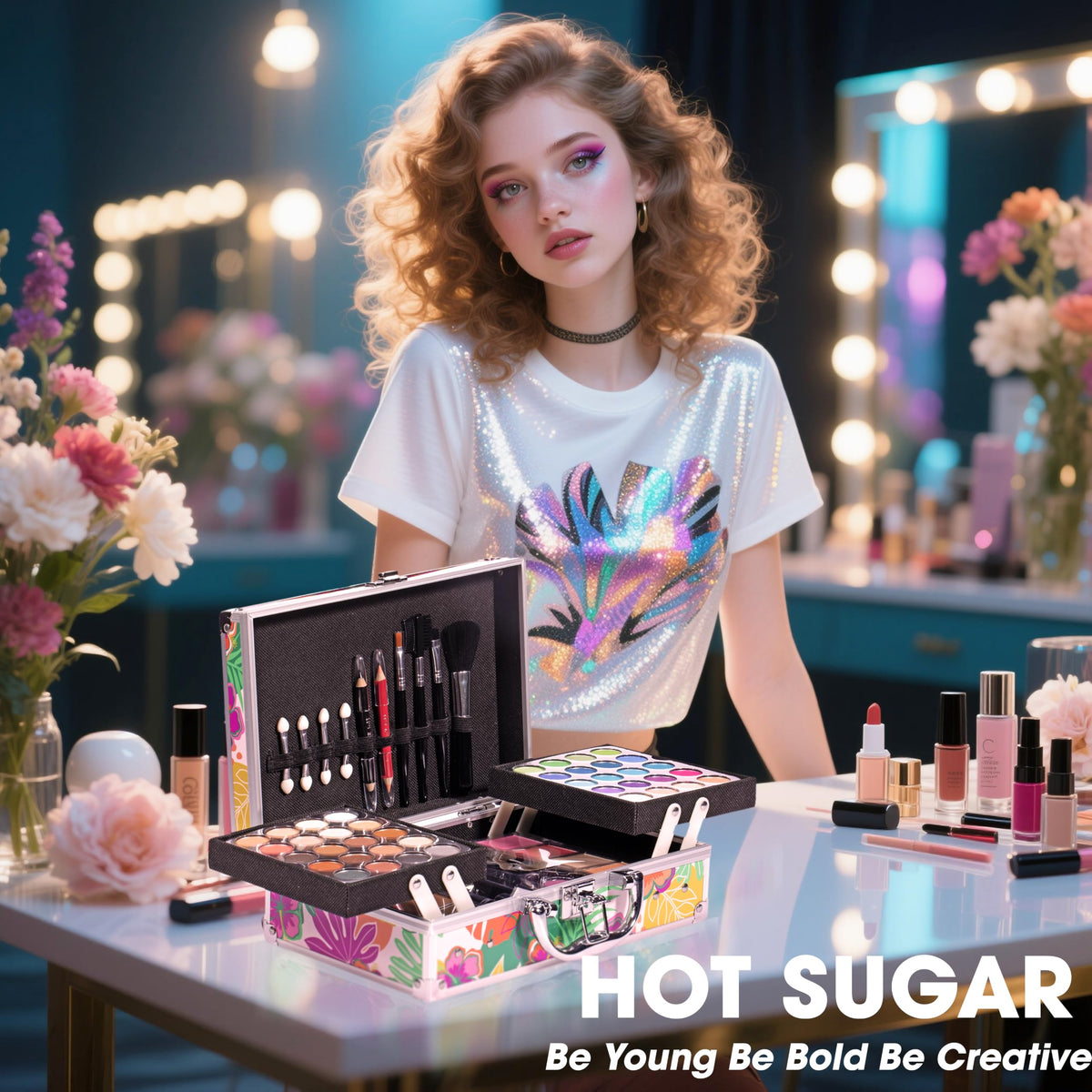Hot Sugar Makeup Kit with Train Case for Teens and Women - Hot Sugar Official Imagery - 5