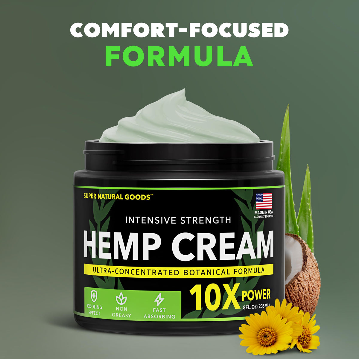 Hemp Cream Maximum Strength Arnica MSM Menthol Aloe for - Super Natural Goods Official Imagery - 3