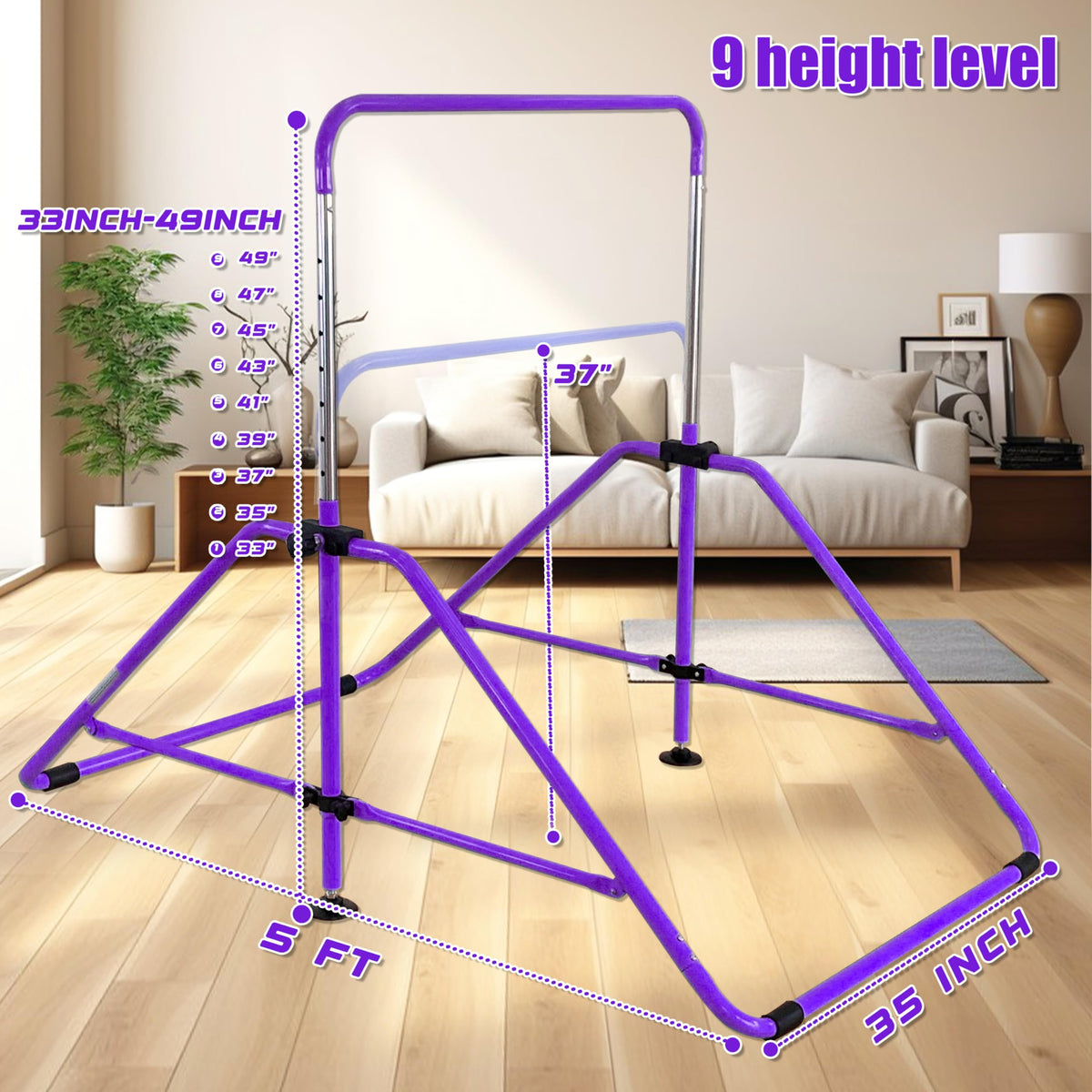 Foldable Gymnastic Bar Adjustable Kip Bar for Kis Ages 3 12 - MARFULA Official Imagery - 4