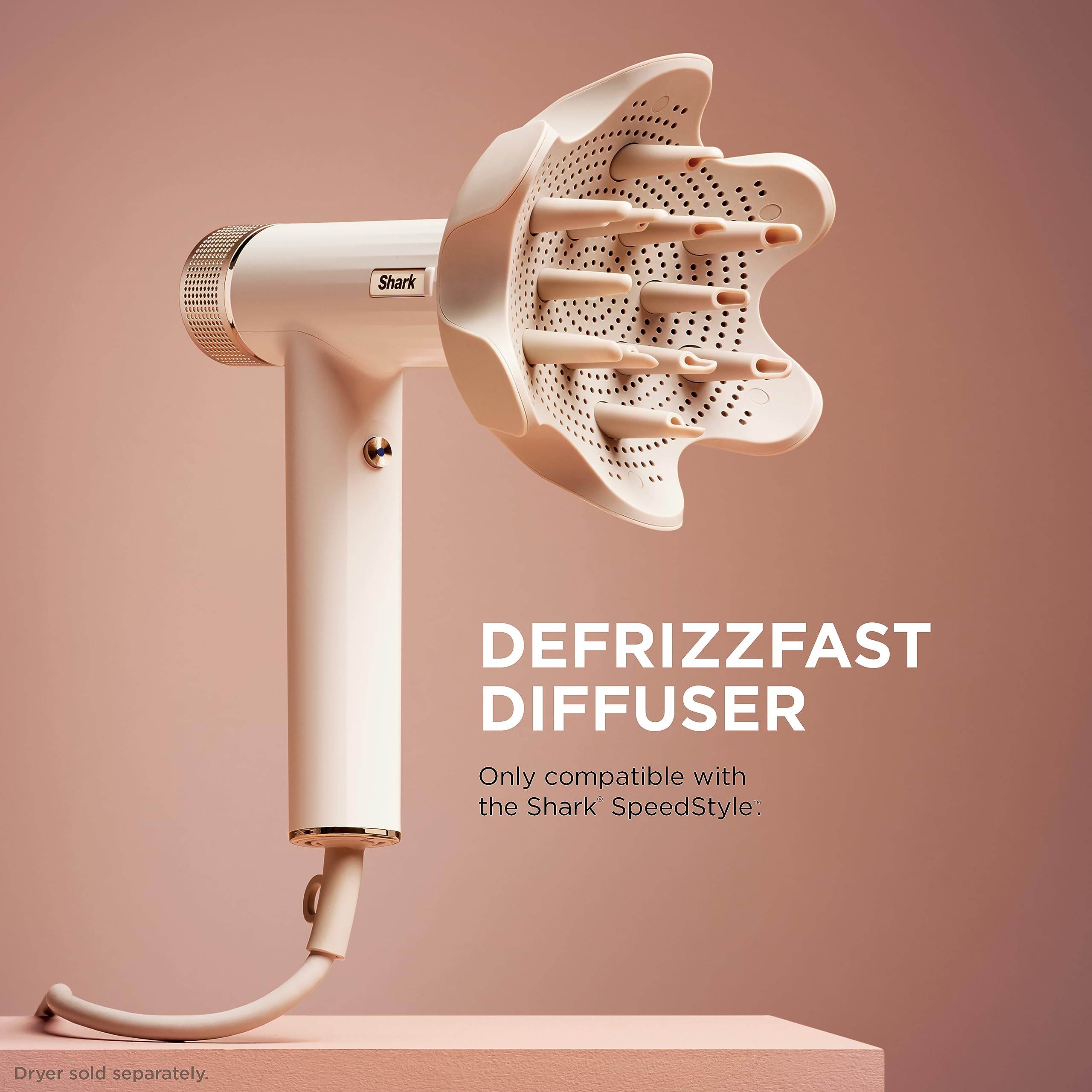 Shark SpeedStyle Dryer DefrizzFast Diffuser, Curly & Coily, Stone, XSKHD3DA