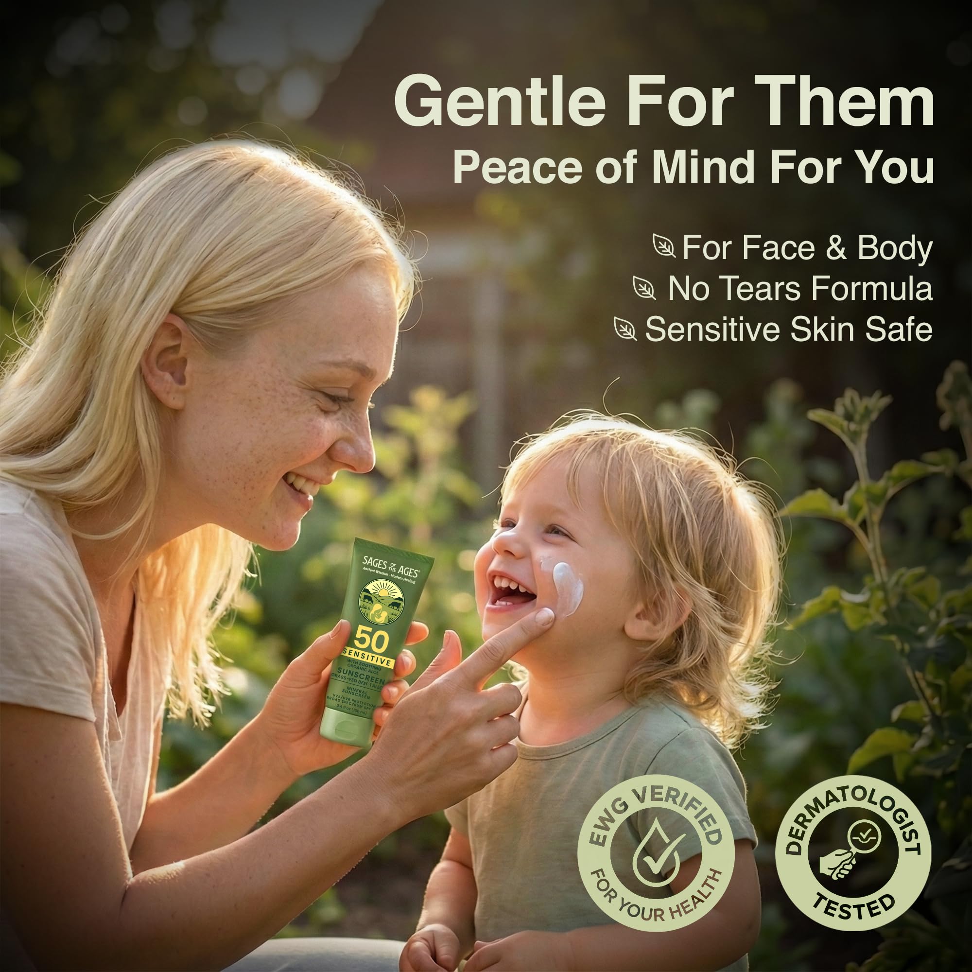 Grass Fed Tallow Natural Mineral Sunscreen SPF 50 No White - Sages Of The Ages Official Imagery - 4