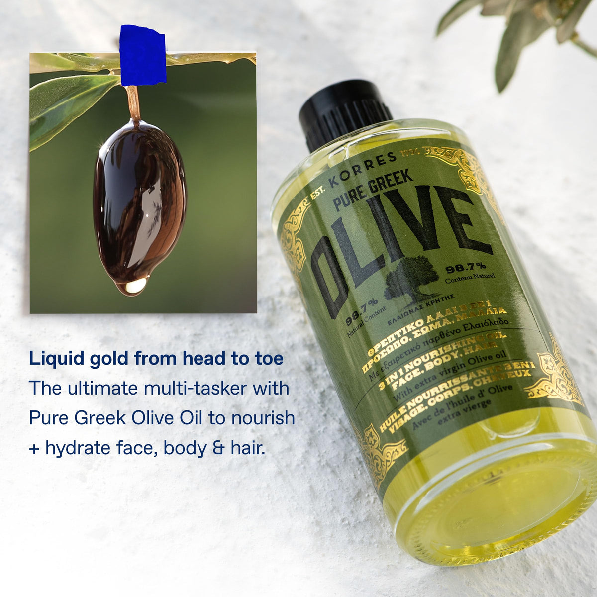KORRES Extra Virgin Olive Oil for Face Hair Body Moisturizer - KORRES Official Imagery - 5