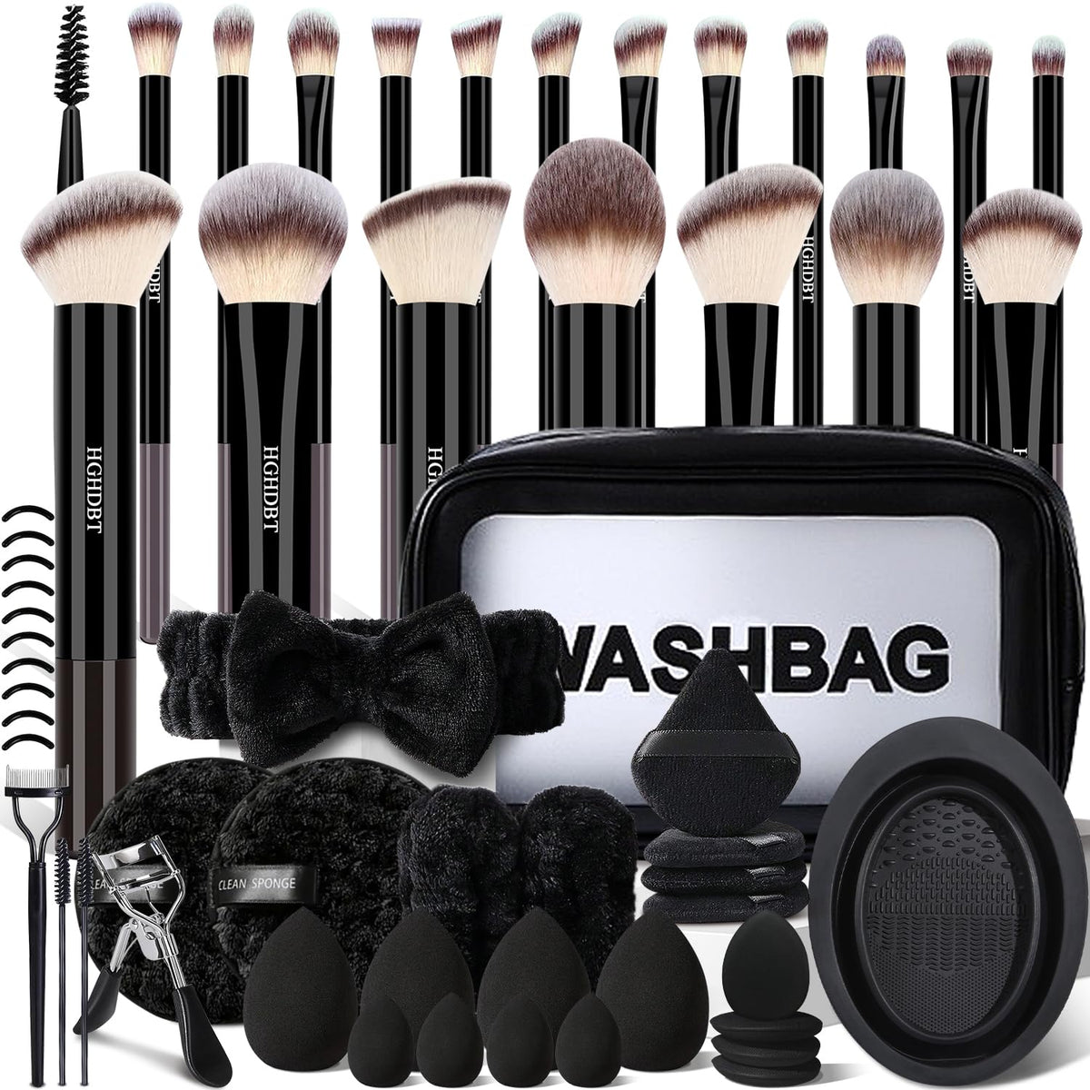 HGHDBT 57Pcs Black Makeup Brushes Set Professional with Case - HGHDBT Official Imagery - 2