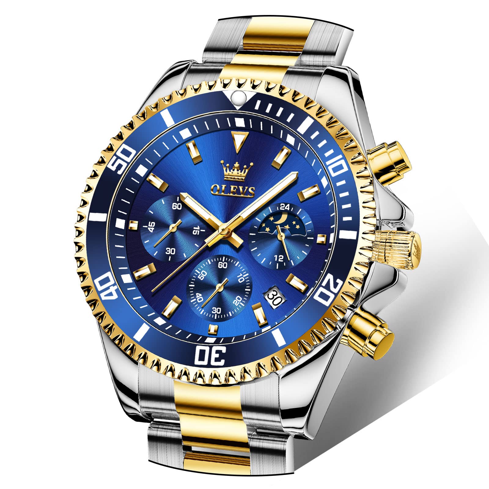 OLEVS Mens Stainless Steel Watch Fashion Luxury Big Face Analog Waterp - View 1