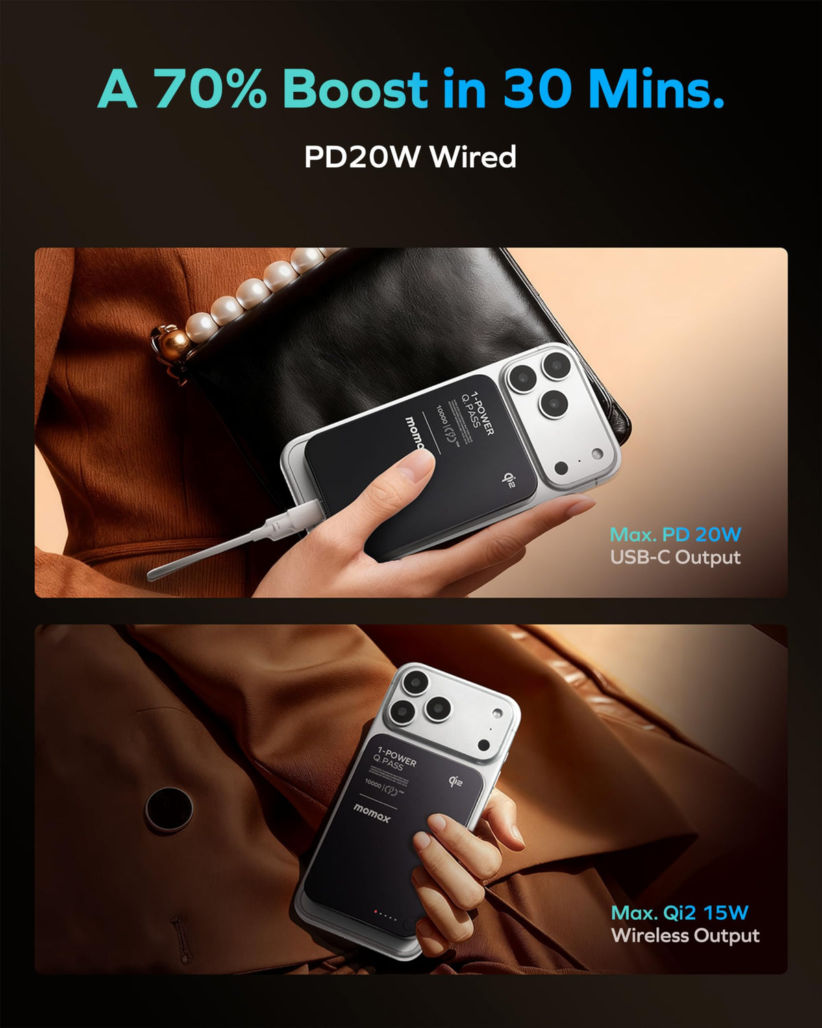 MOMAX Qi2 Magnetic Power Bank 10000mAh Everyday Portable - MOMAX Official Imagery - 5