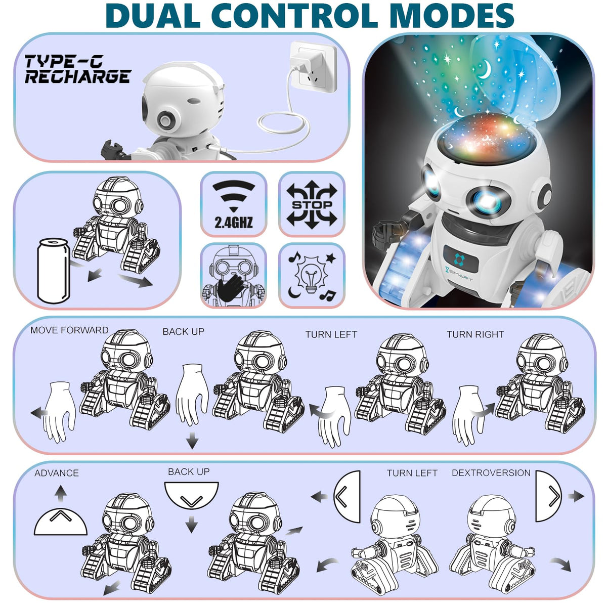 Aikmi Robot Toys for Kids 4 12 RC Robot w Projector Night - Aikmi Official Imagery - 5