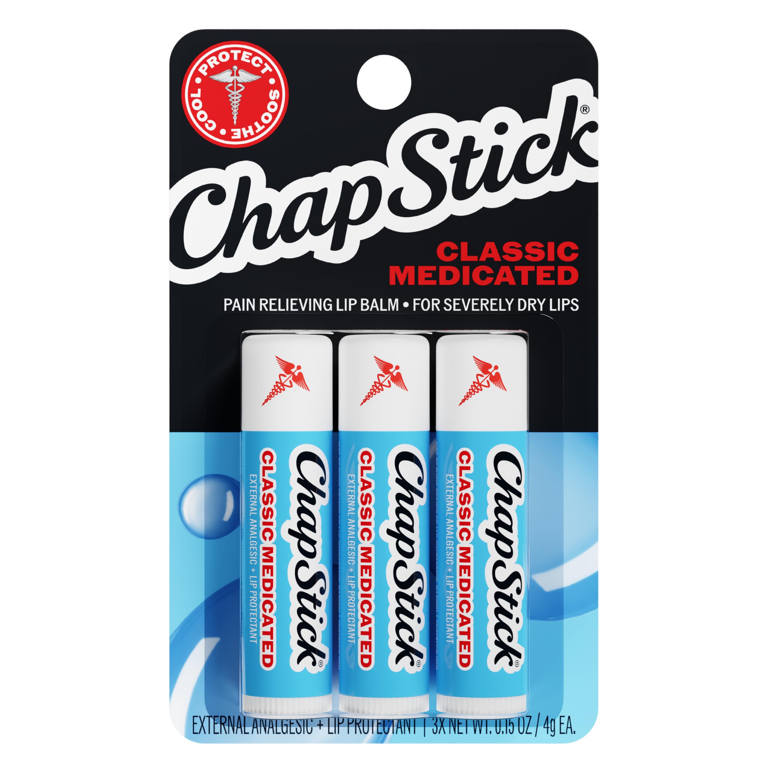ChapStick Medicated Lip Balm 3-Pack | Cold Sore Relief