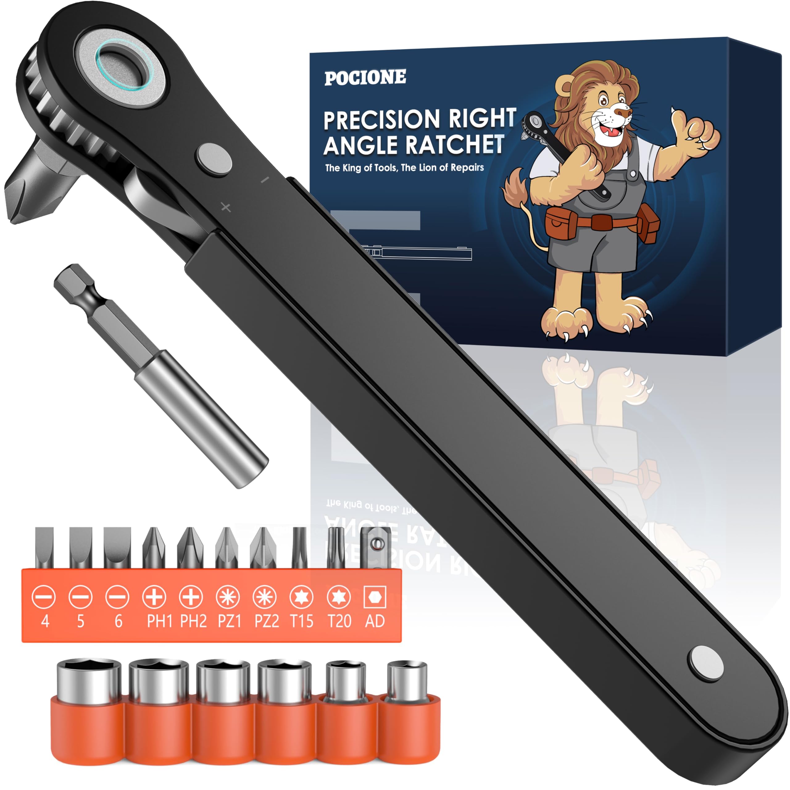 POCIONE Right Angle Screwdriver Mens Gifts - 90 Degree Offset Rat by POCIONE - Angle View 1