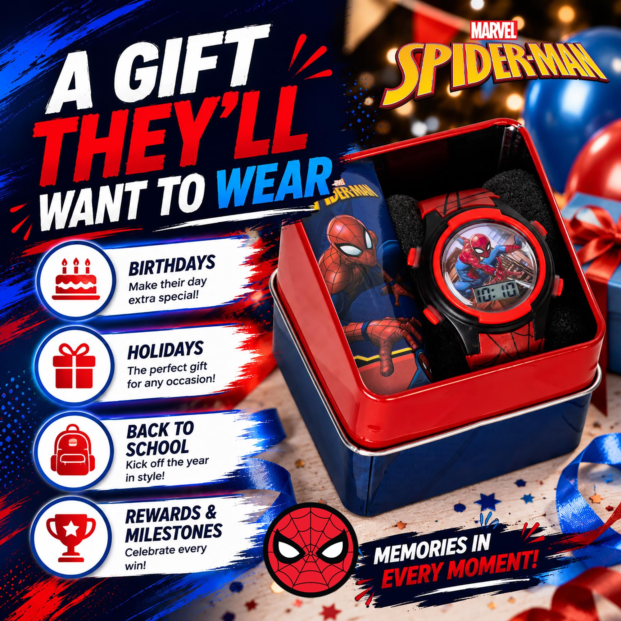 Accutime Marvel Spider-Man Kids Watches – Digital Display, Interactive - View 6