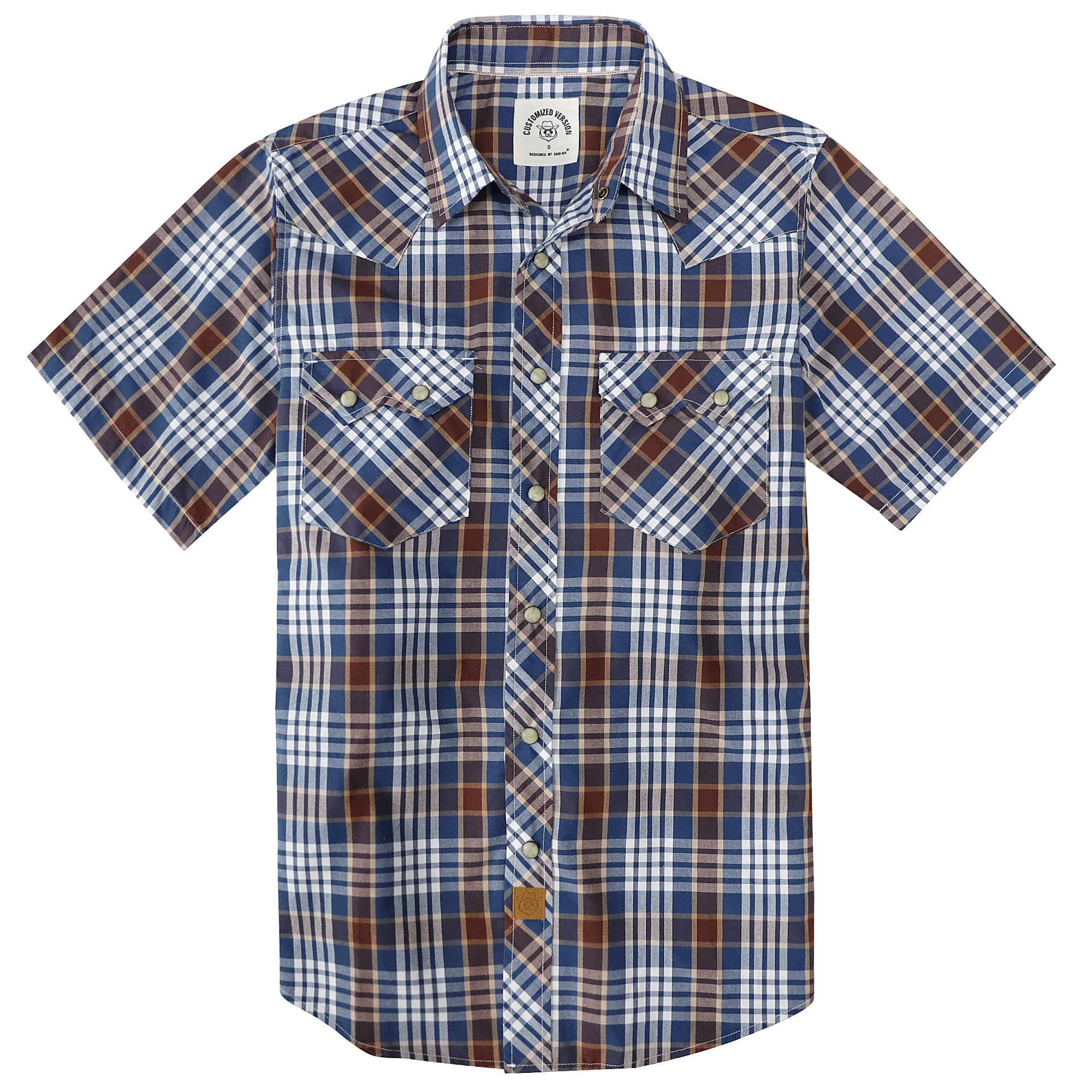 Dubinik® Pearl Snap Western Shirt for Men Short Sleeve 2 Sawtooth Pocket - Dubinik Official Product View 1