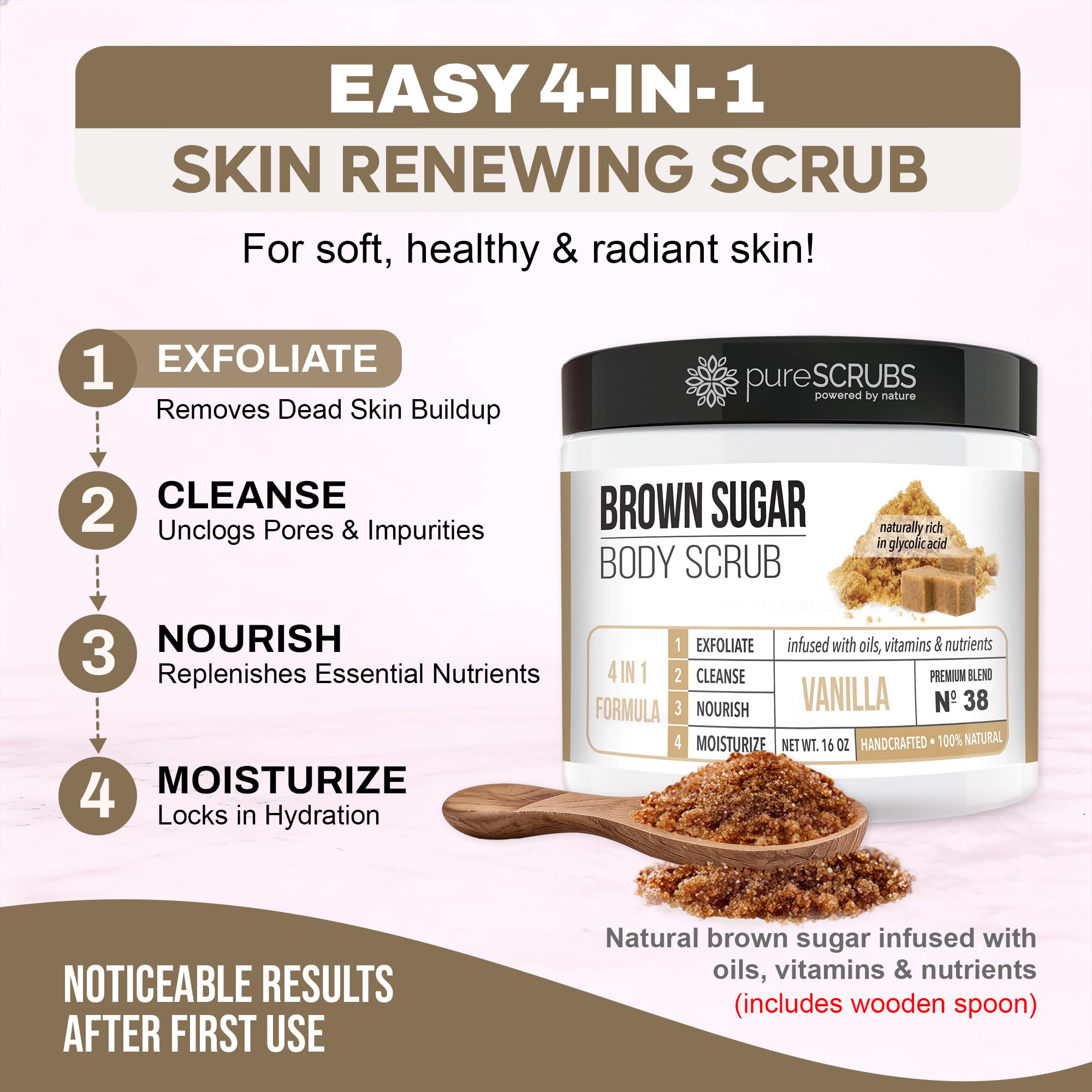 pureSCRUBS Premium Vanilla Brown Sugar Scrub, Exfoliating Body Scrub Set - pureSCRUBS Official Product View 4