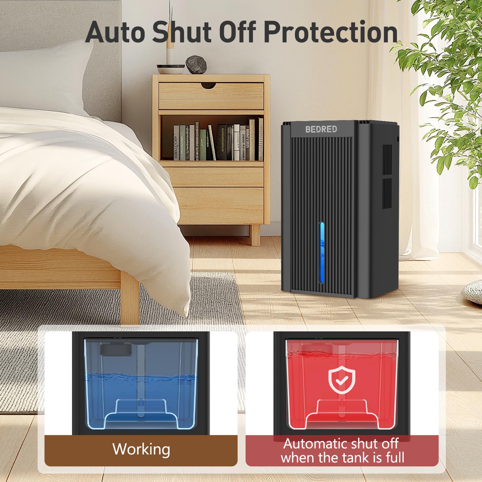 BEDRED 95oz Home Dehumidifier 1000 sq ft – Auto Shut-Off