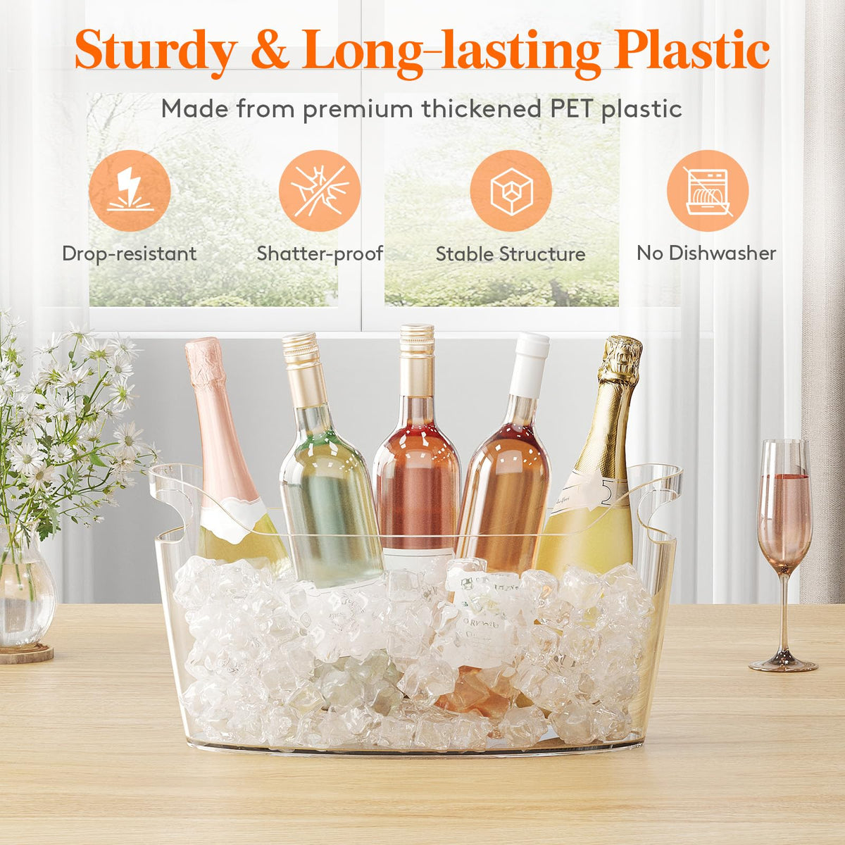 Lifewit 6 5L Plastic Ice Bucket for Parties with Handle - Lifewit Official Imagery - 5