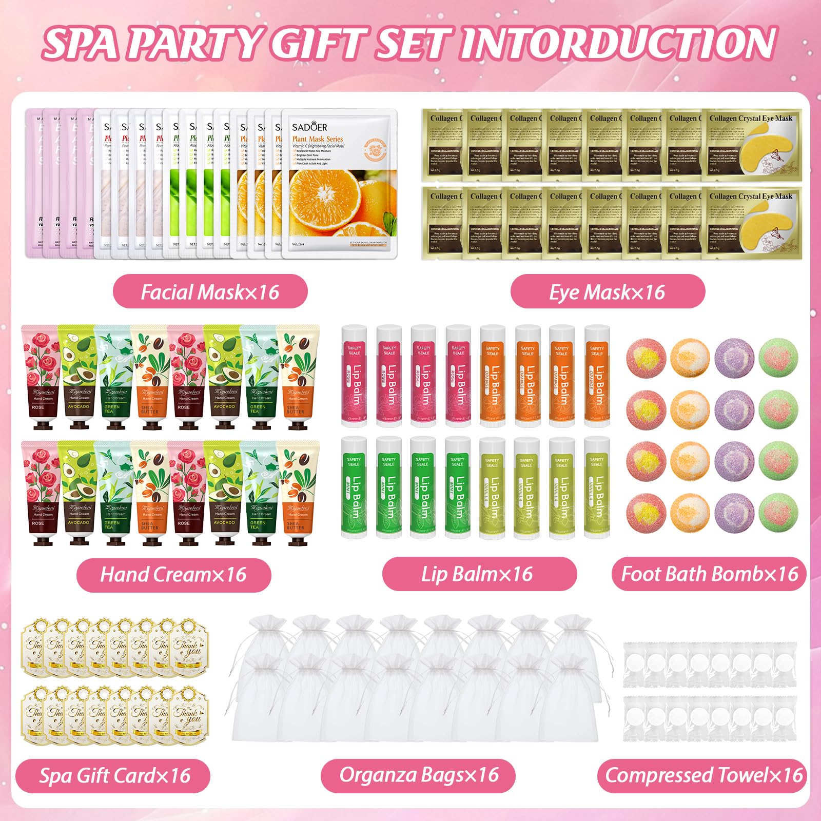 128 PCS Spa Party Supplies for Women, Spa Kit Include Lip - Yopela