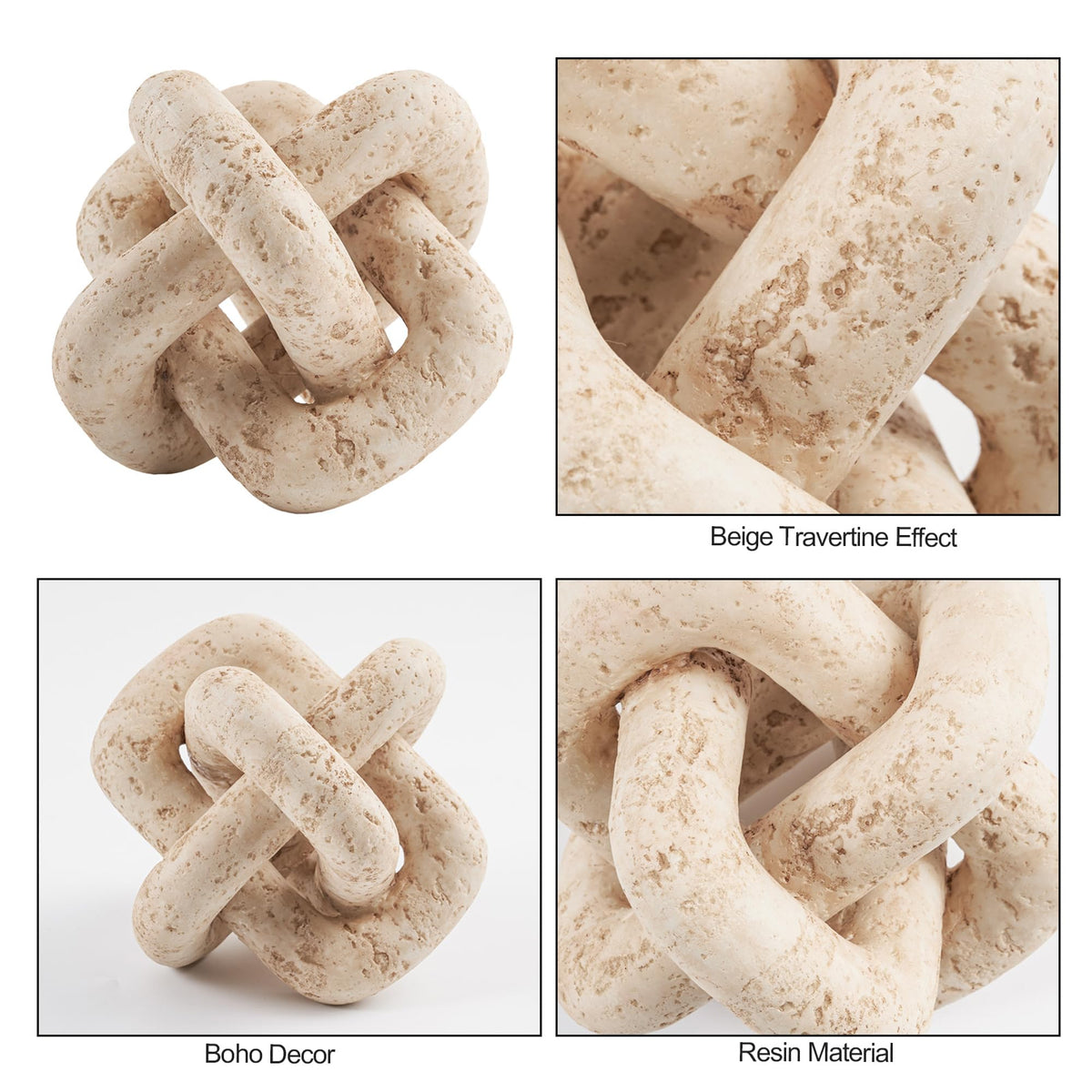DN DECONATION 3 Link Knot Decor Beige Travertine Coffee - DN DECONATION Official Imagery - 6