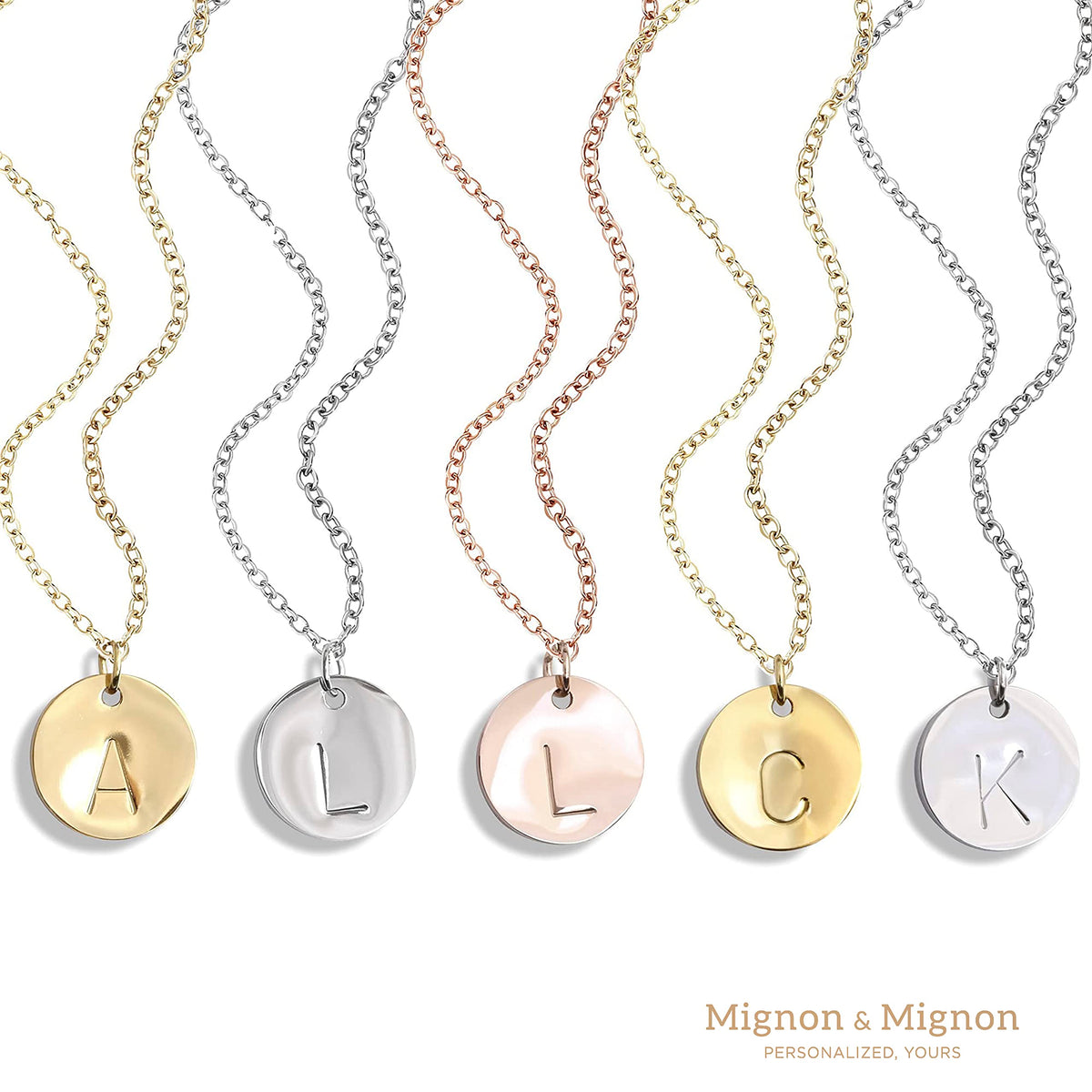 Monogram Necklaces for Women Personalized Disc Necklace for - MignonandMignon Official Imagery - 3