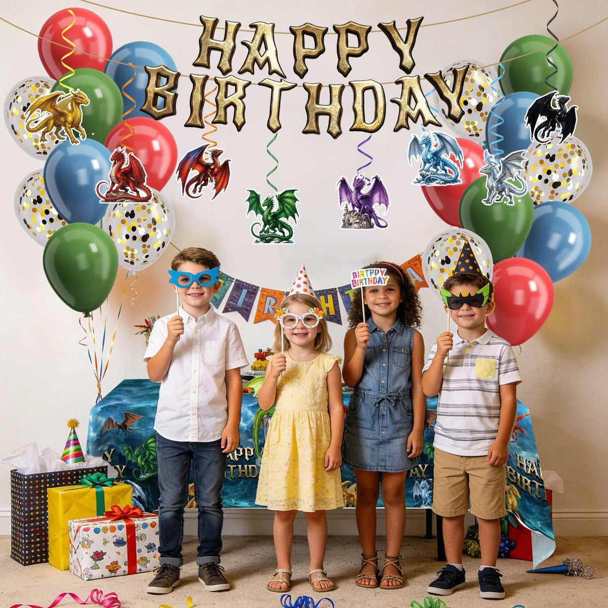 185Pcs Dragon Birthday Party Decorations Serves 25 Guests - Caisehabu Official Imagery - 4