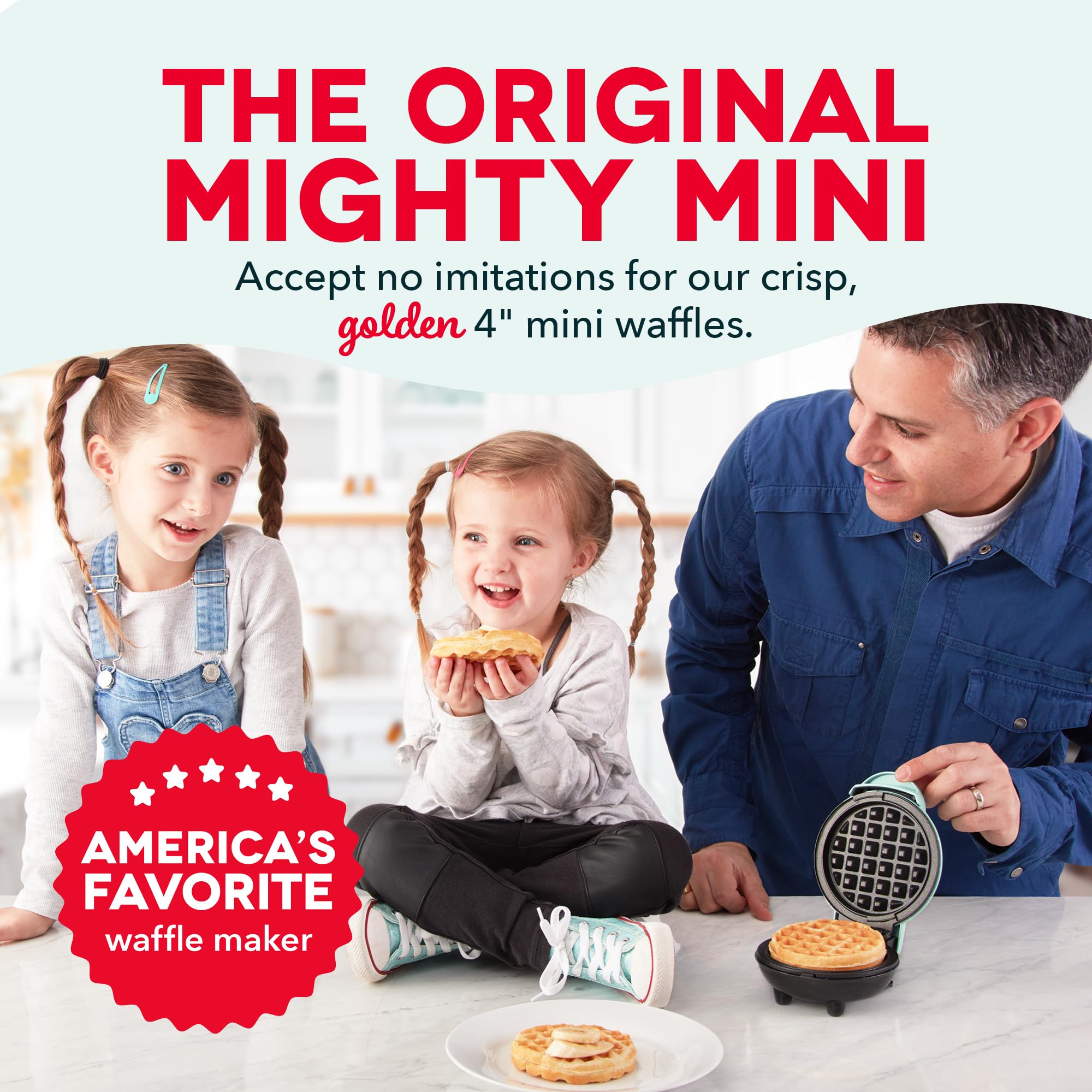 Dash Mini Waffle Maker, 4-Inch Nonstick Cooking Surface, Aqua - View 3