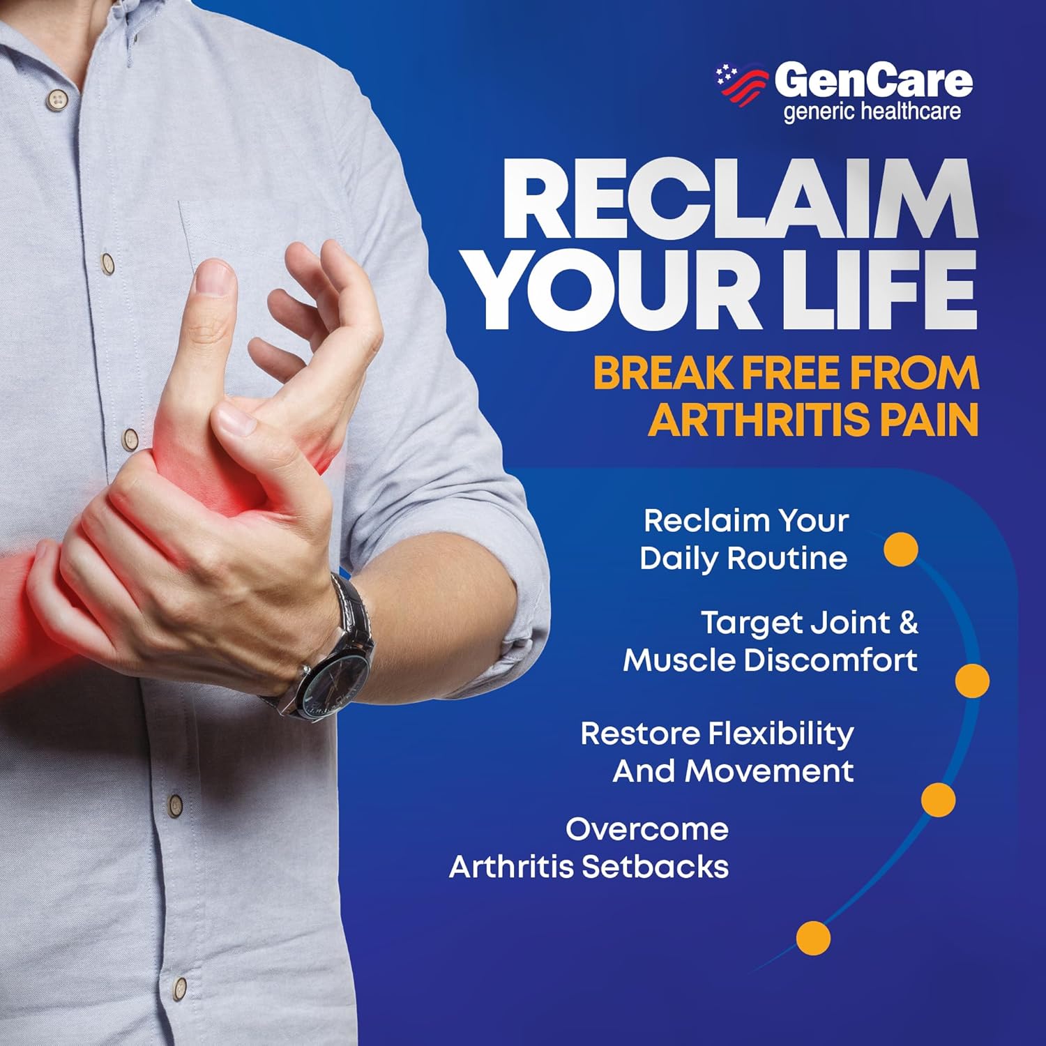 GenCare Arthritis Pain Relief Diclofenac Sodium 1% topical gel tube, showing the medication for joint and muscle pain.