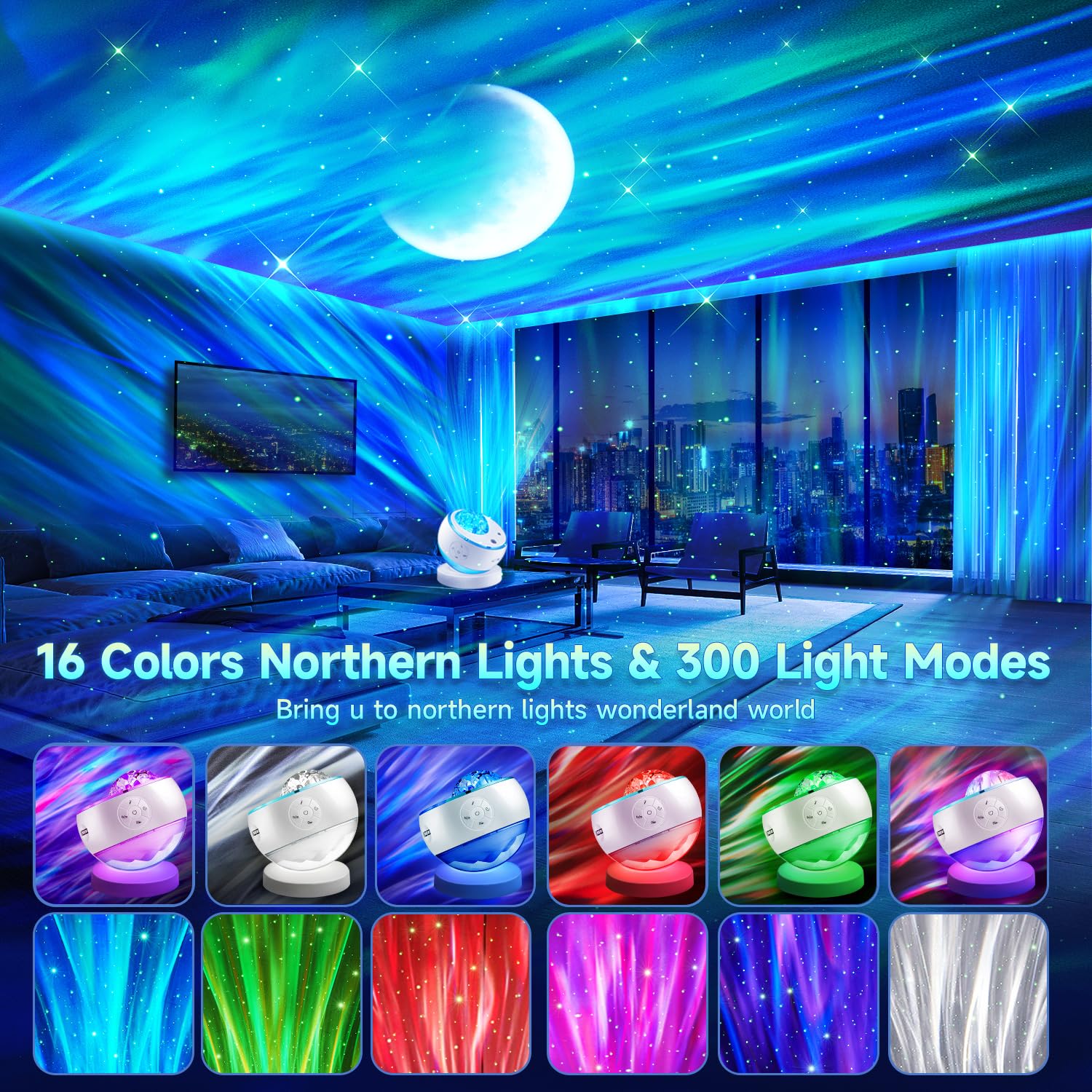 Staryou Iceberg Northern Lights Projector, White Galaxy Projector by Staryou - Angle View 2