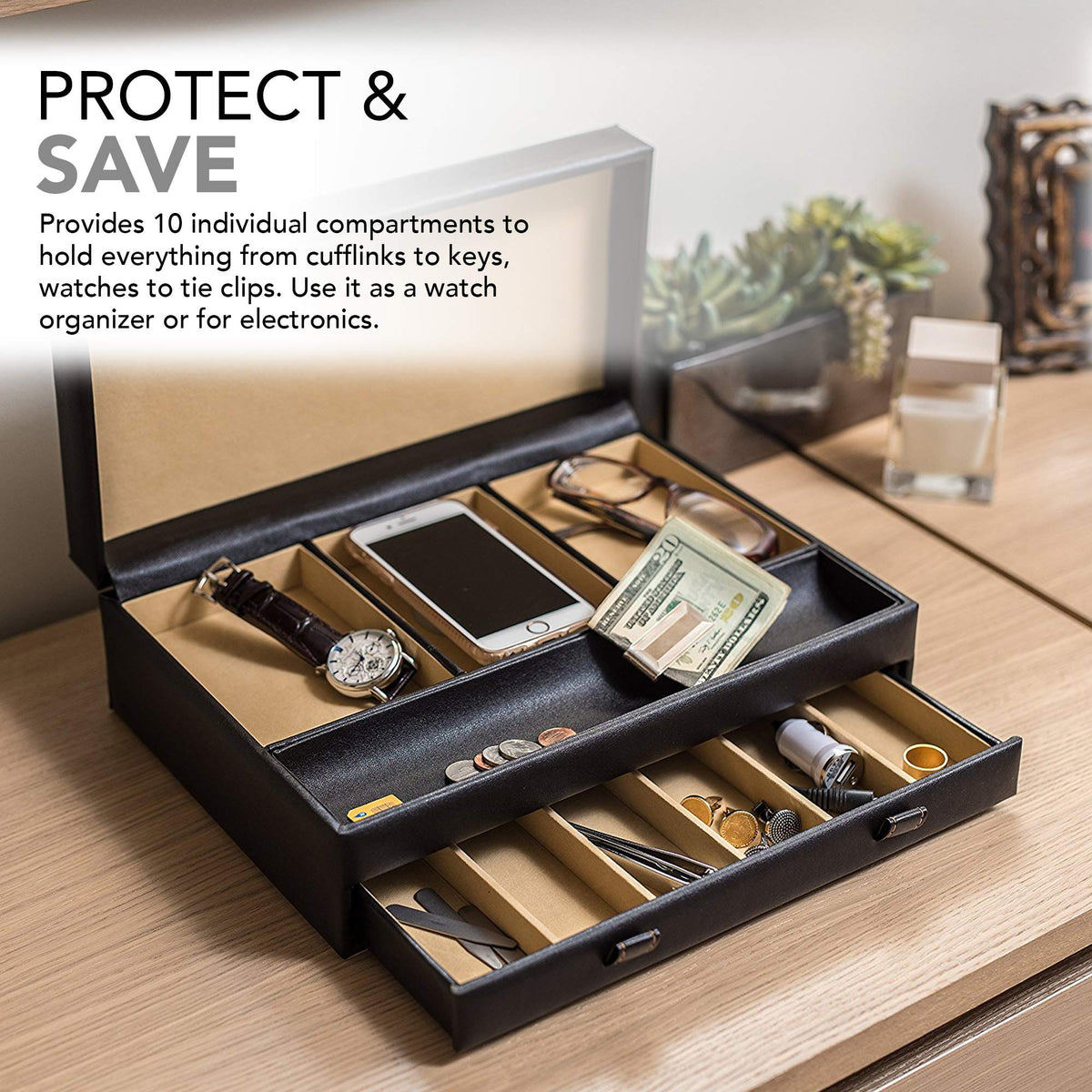 Stock Your Home Mens Valet Tray Men s Jewelry Box Night - Stock Your Home Official Imagery - 8
