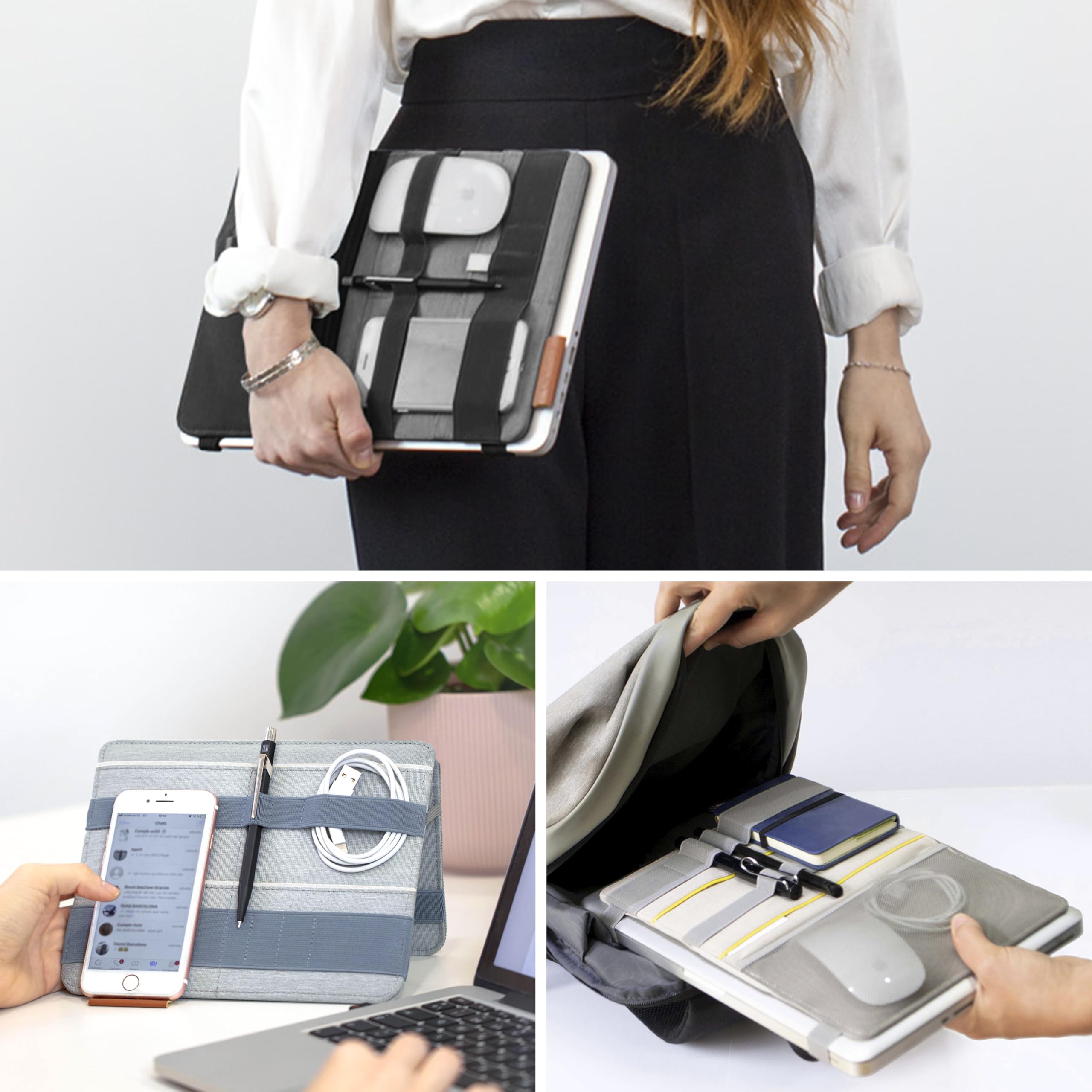 Beblau FOLD Portable Electronic Organizer – Attachable Device & Desktop Accessory | Office & Home Organizer | Fits 13"-15" Laptops & A4 Notebooks | Backpack Insert | Personal organizer
