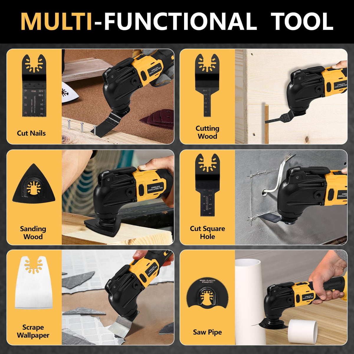 Cordless Oscillating Tool Brushless Orbiting Tool Compatible - Labfintom Official Imagery - 3