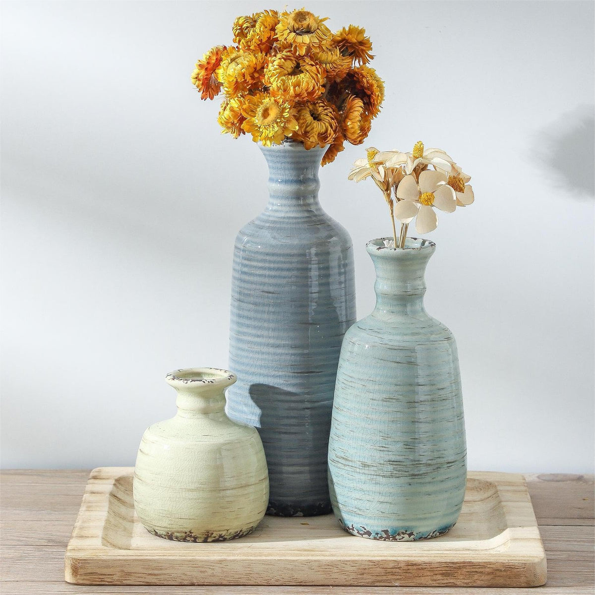 Ceramic Vase Set of 3 Rustic Neutral Vases Home Decor - ooit Official Imagery - 8