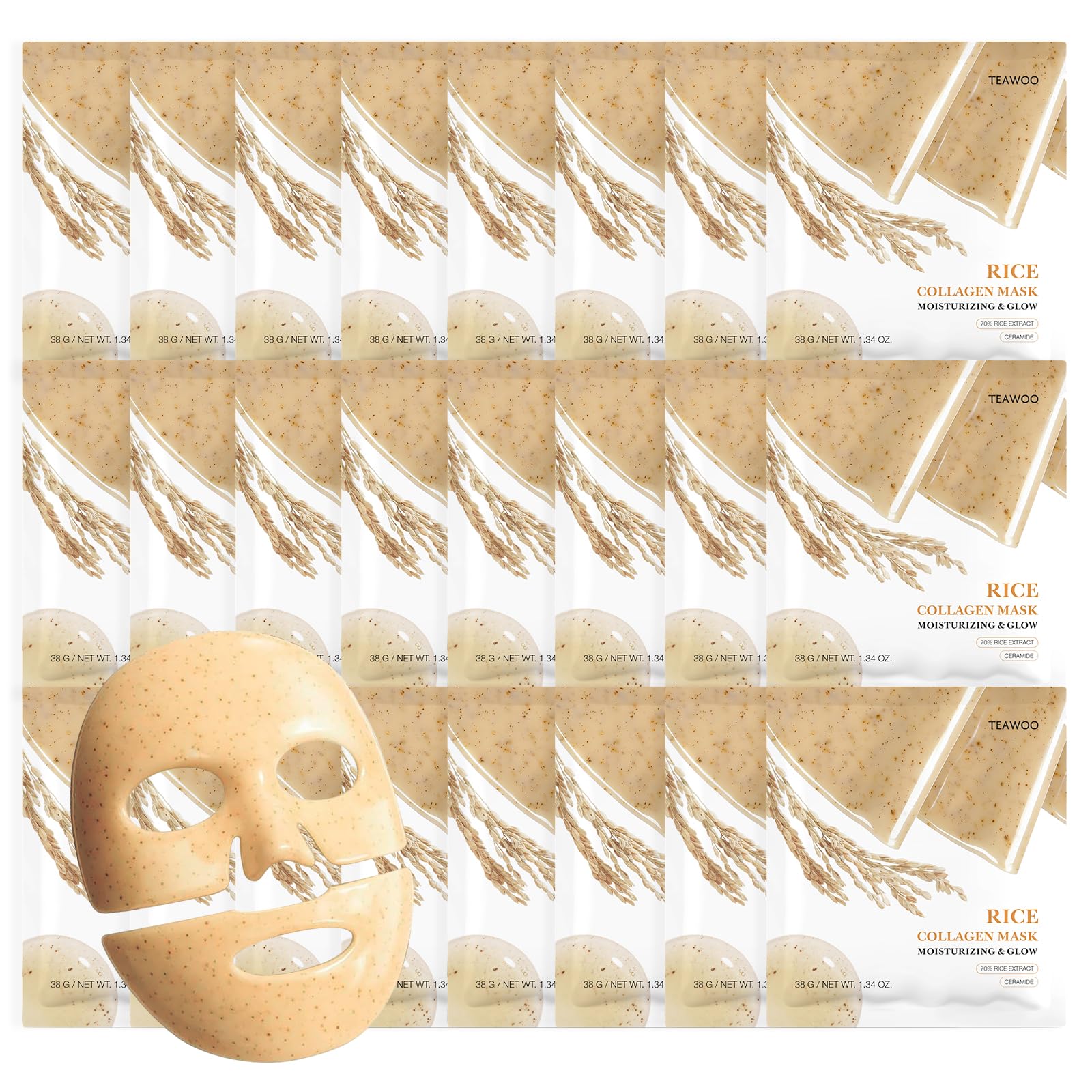 Bio-Collagen Facial Mask 8 EA, Hydrating &amp; Soothing Hydrogel - TEAWOO