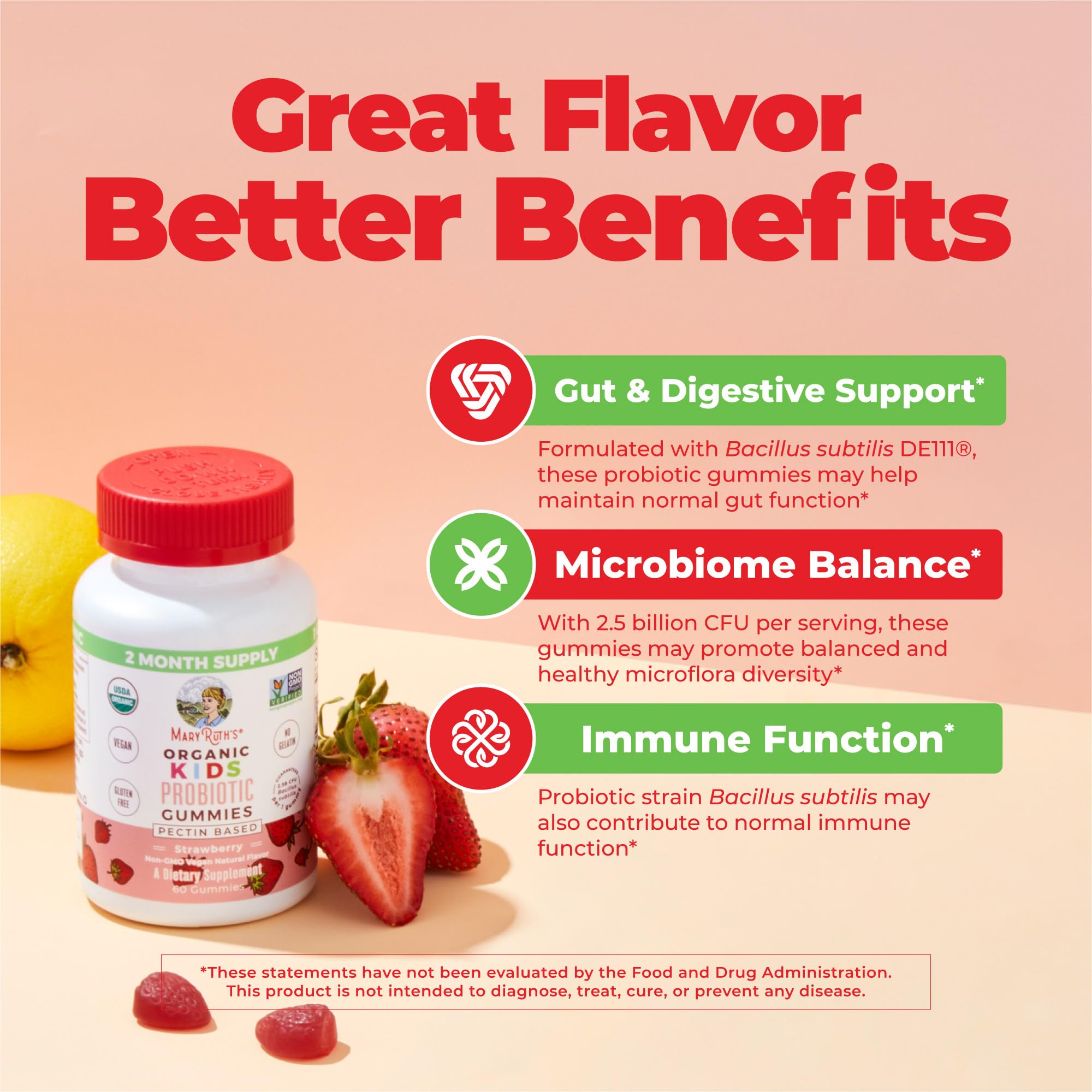 MaryRuth Organics Kids Probiotic Gummies, 60ct