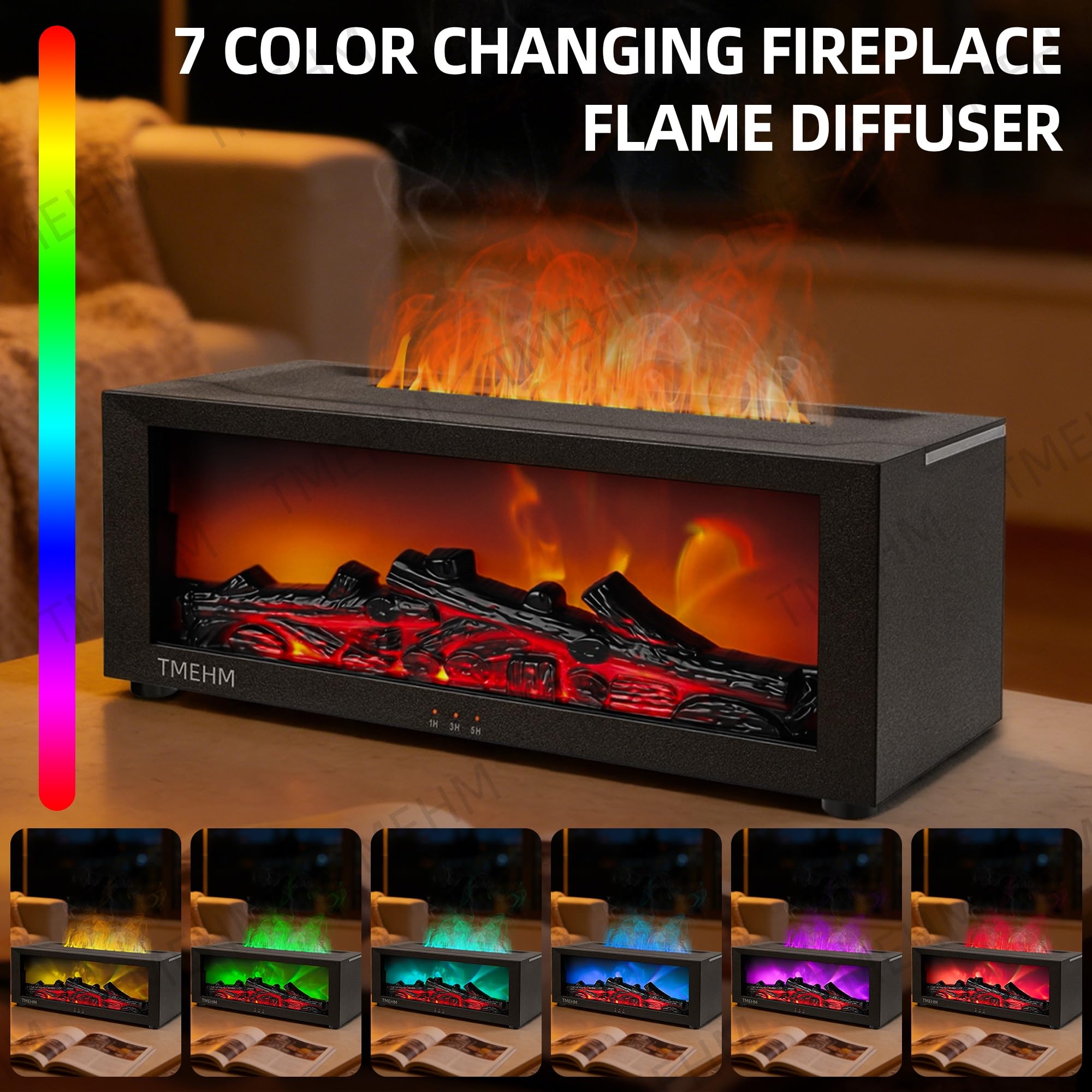TMEHM Fireplace Flame Essential Oil Diffuser Humidifier, Aromathe by TMEHM - Angle View 5