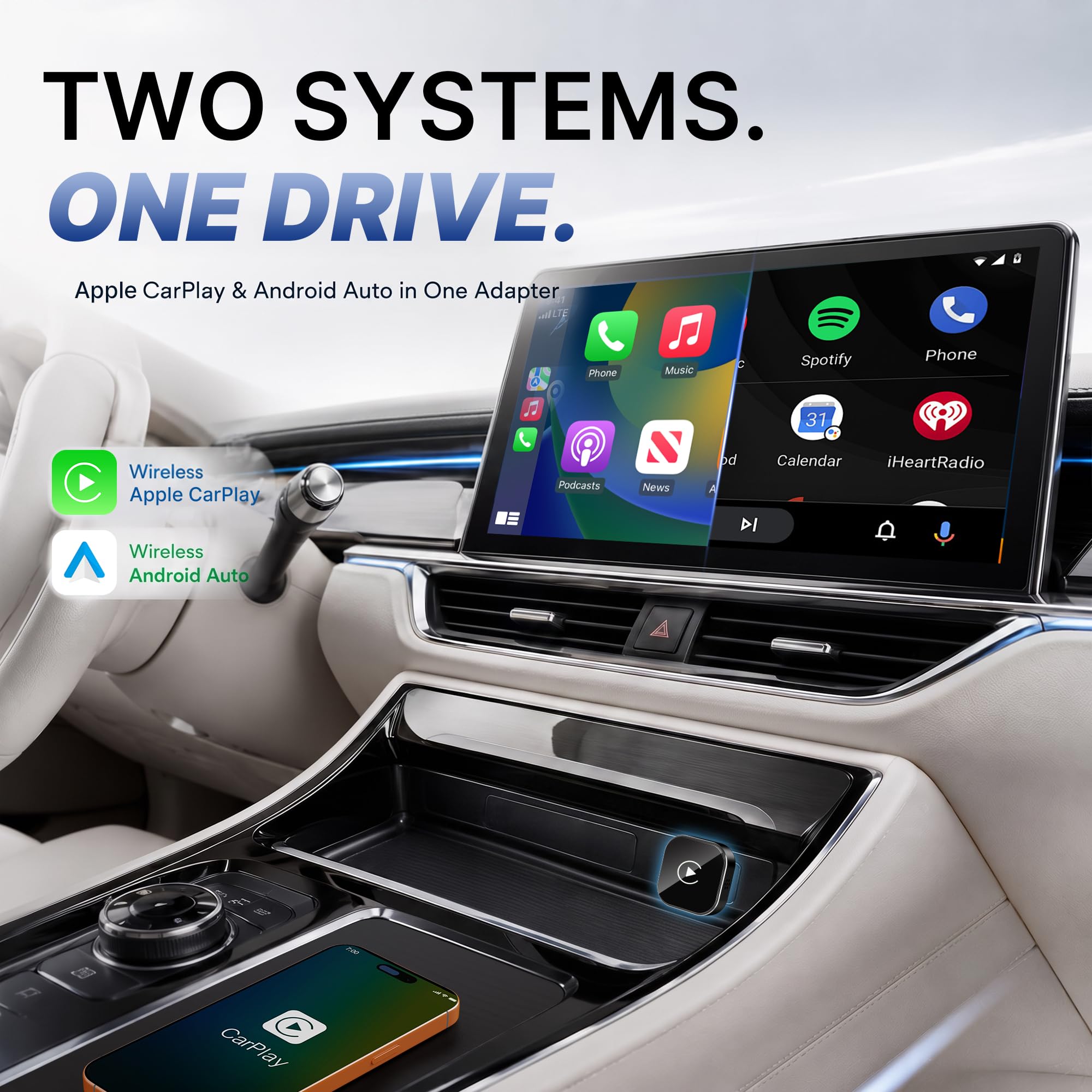 BSUBSU 2-in1 Wireless CarPlay Adapter for Apple CarPlay & Android by BSUBSU - Angle View 2