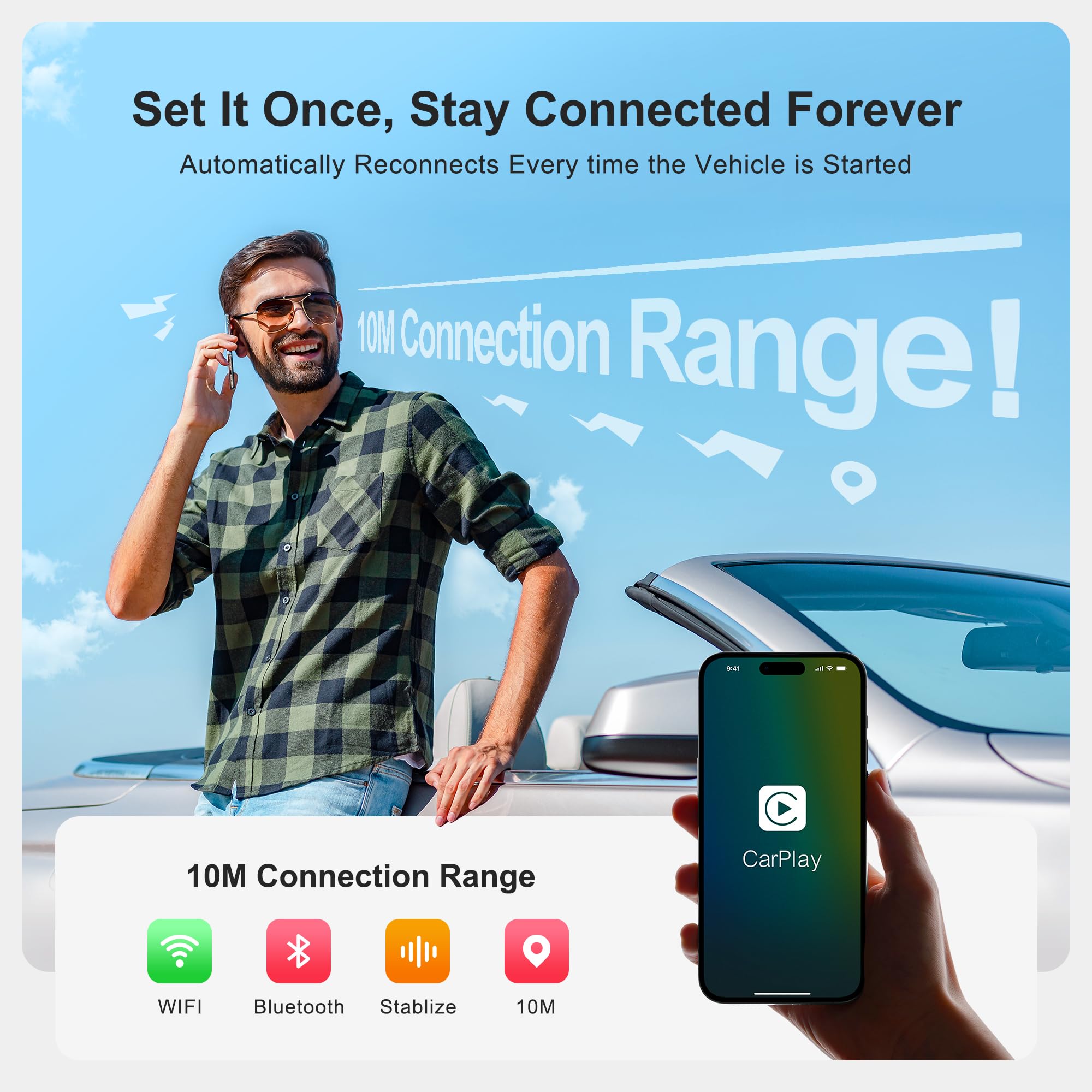 FAIMEE AI Box CarPlay, 3-in-1 Wireless CarPlay Adapter Android Au by FAIMEE - Angle View 9