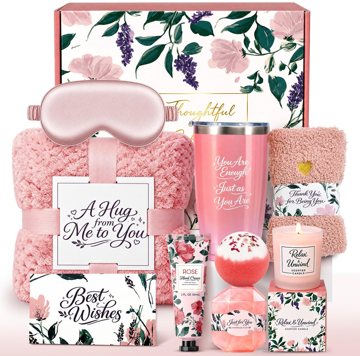 Birthday Gifts for Women 10 Piece Self Care Spa Gift Basket - BodyRefresh Official Imagery - 2