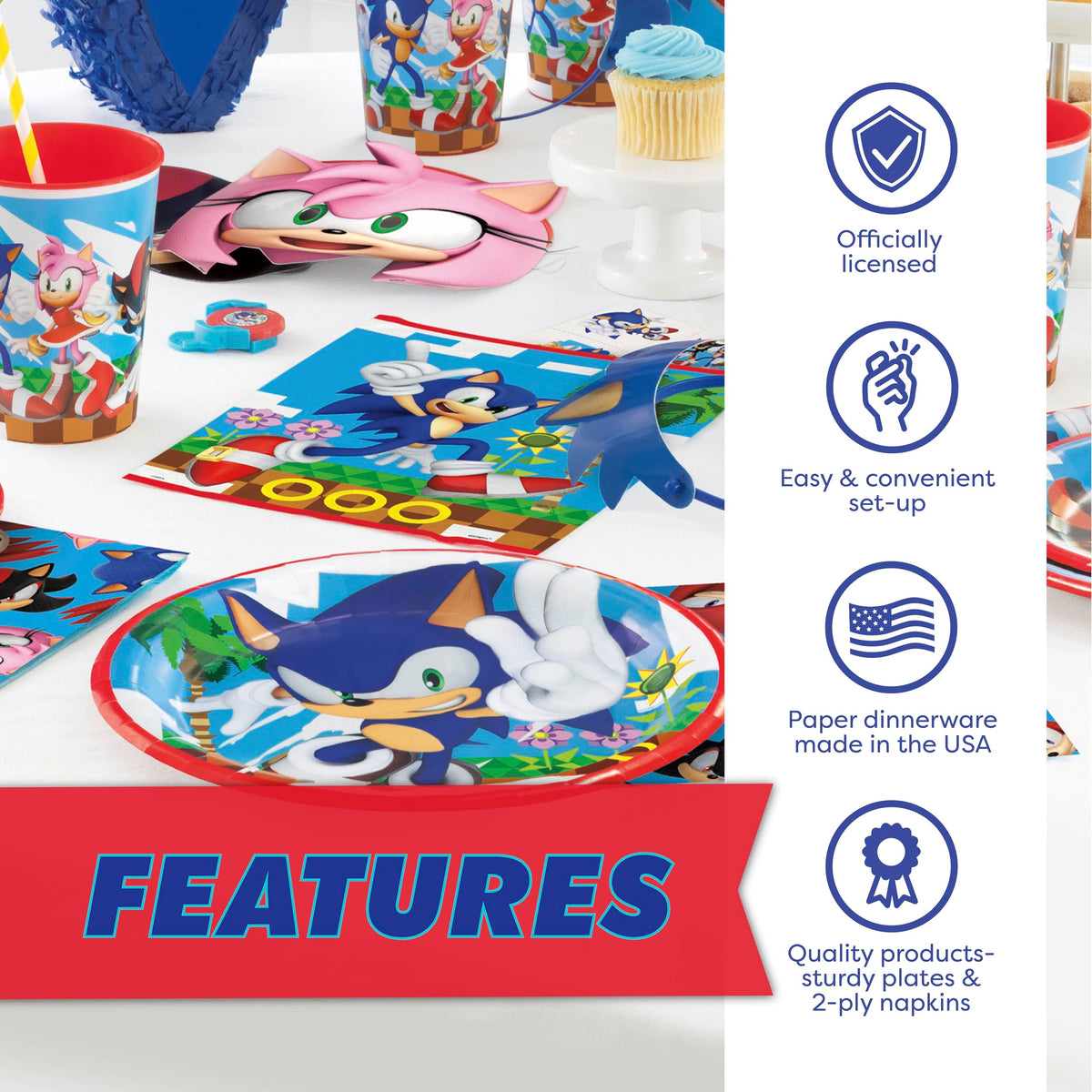 Sonic Birthday Party Decorations Serves 16 Guests - Unique Official Imagery - 4