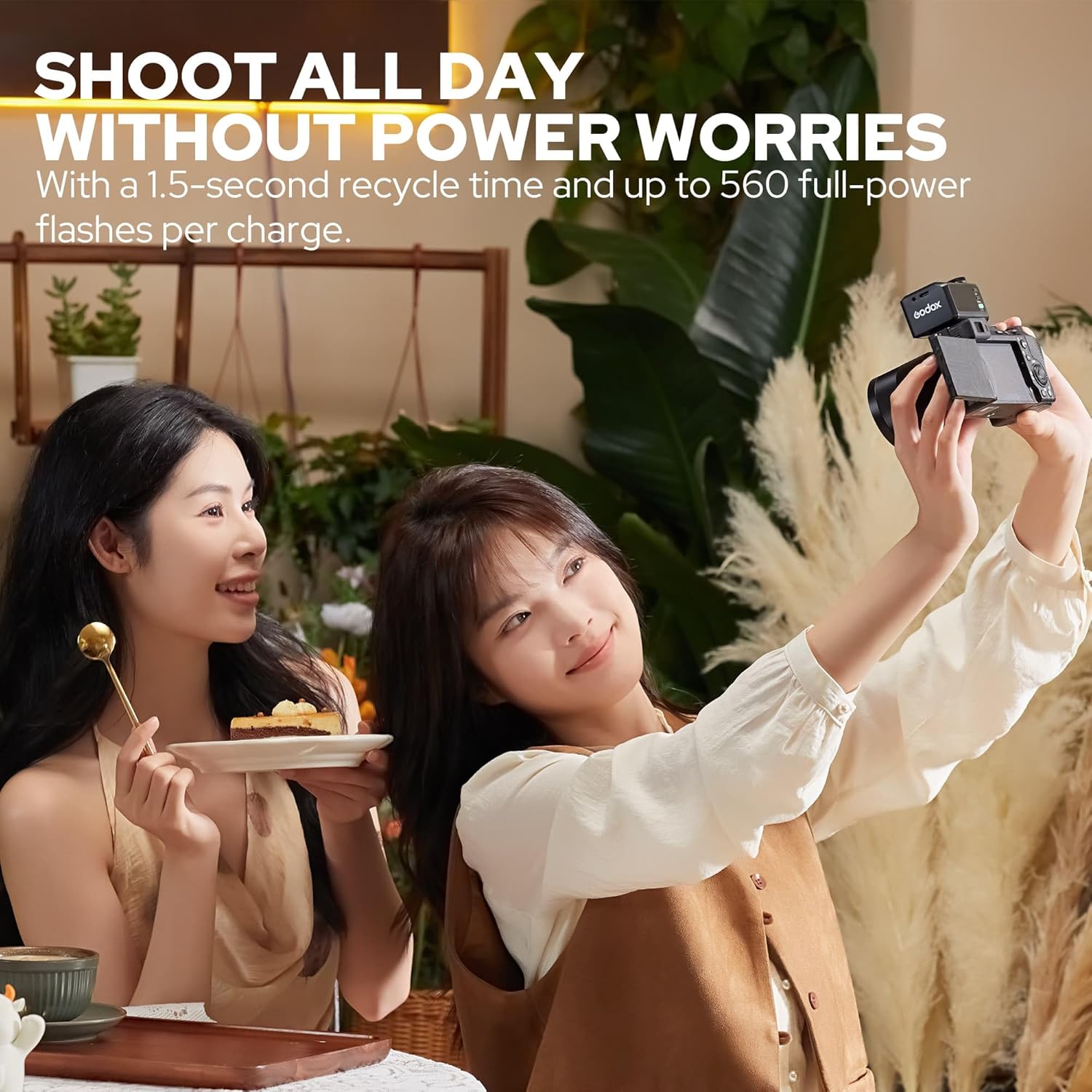 GODOX iT30 Pro F TTL mini wireless camera flash mounted on a Fuji camera for professional photography.